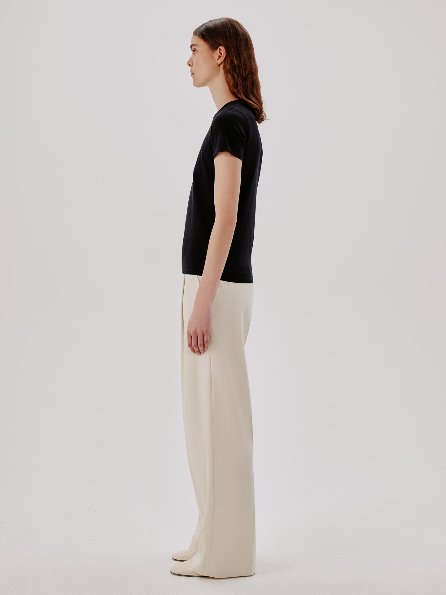 Another Tomorrow Fitted Tee in Black – Cotton Women's Top