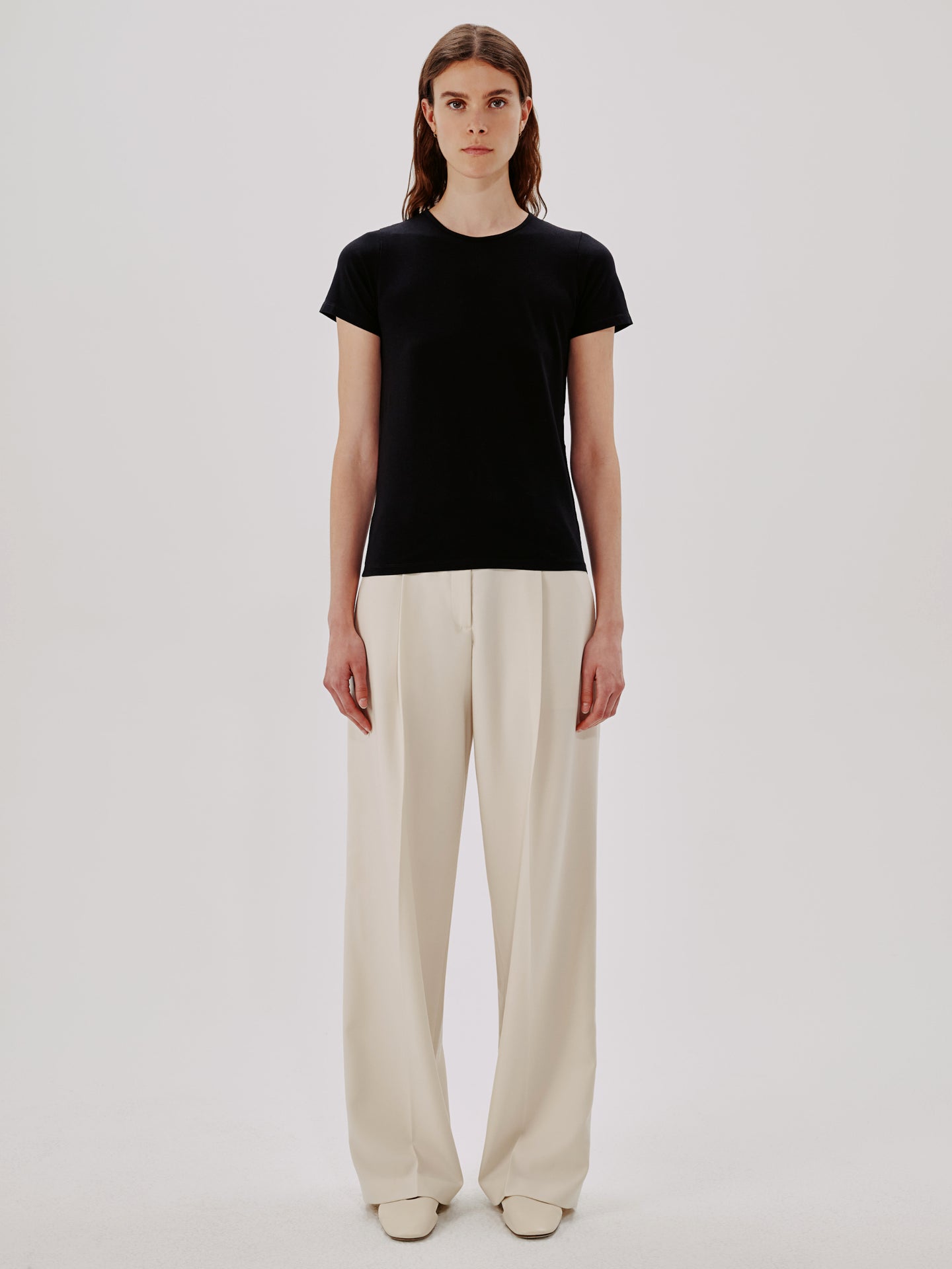 Another Tomorrow Fitted Tee in Black – Cotton Women's Top