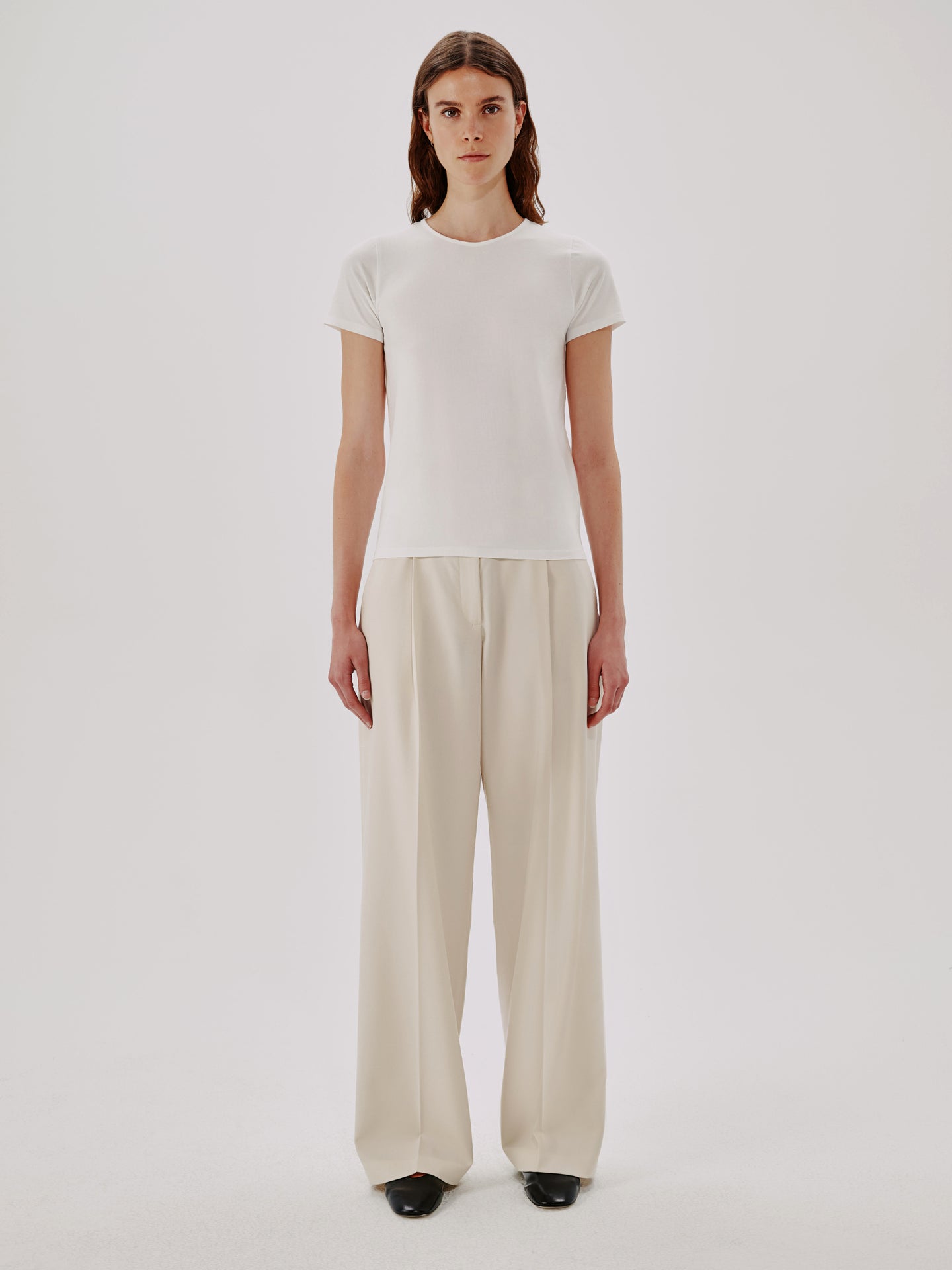 Another Tomorrow Fitted Tee in White – Cotton Women's Top