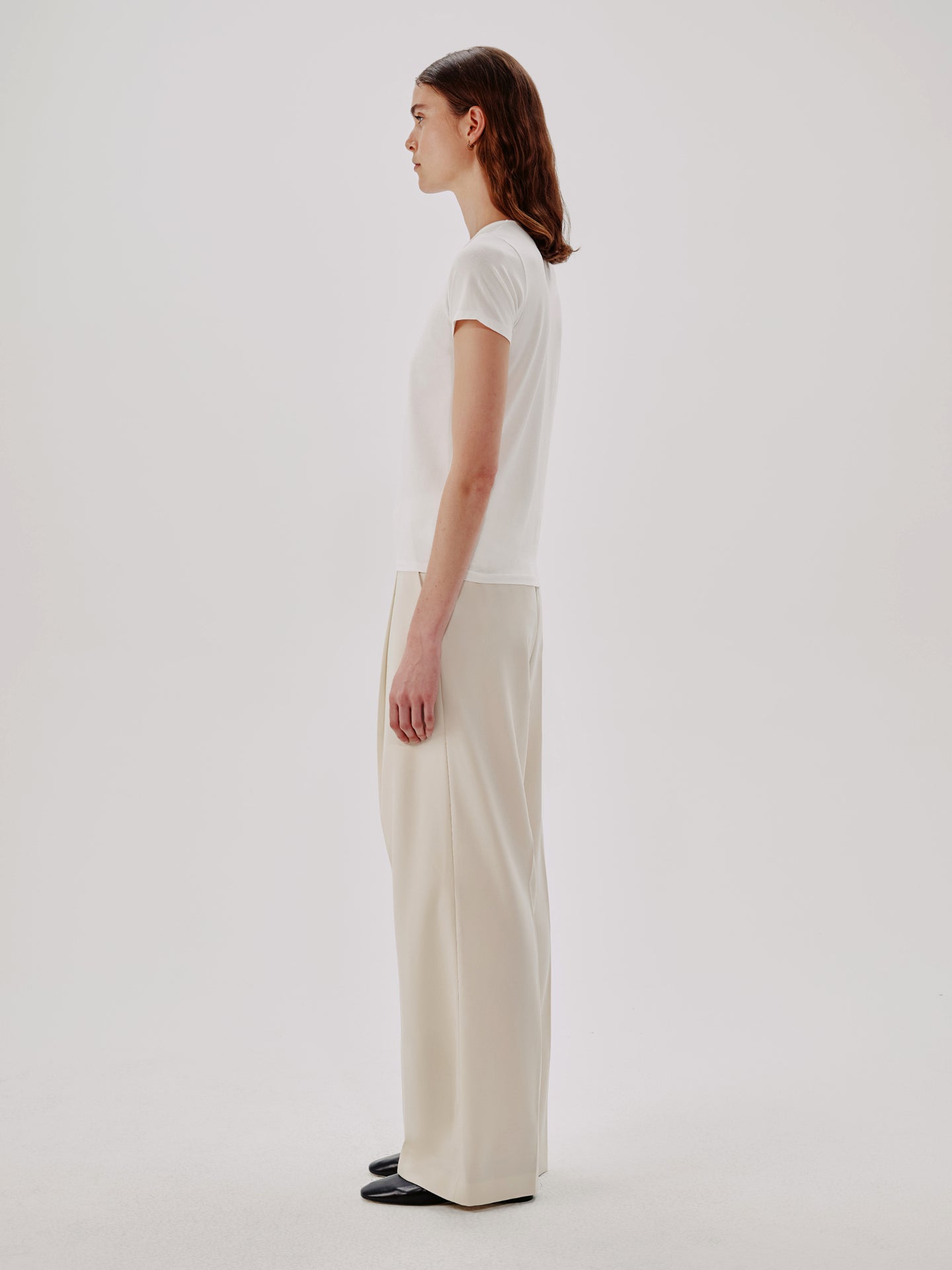 Another Tomorrow Fitted Tee in White – Cotton Women's Top