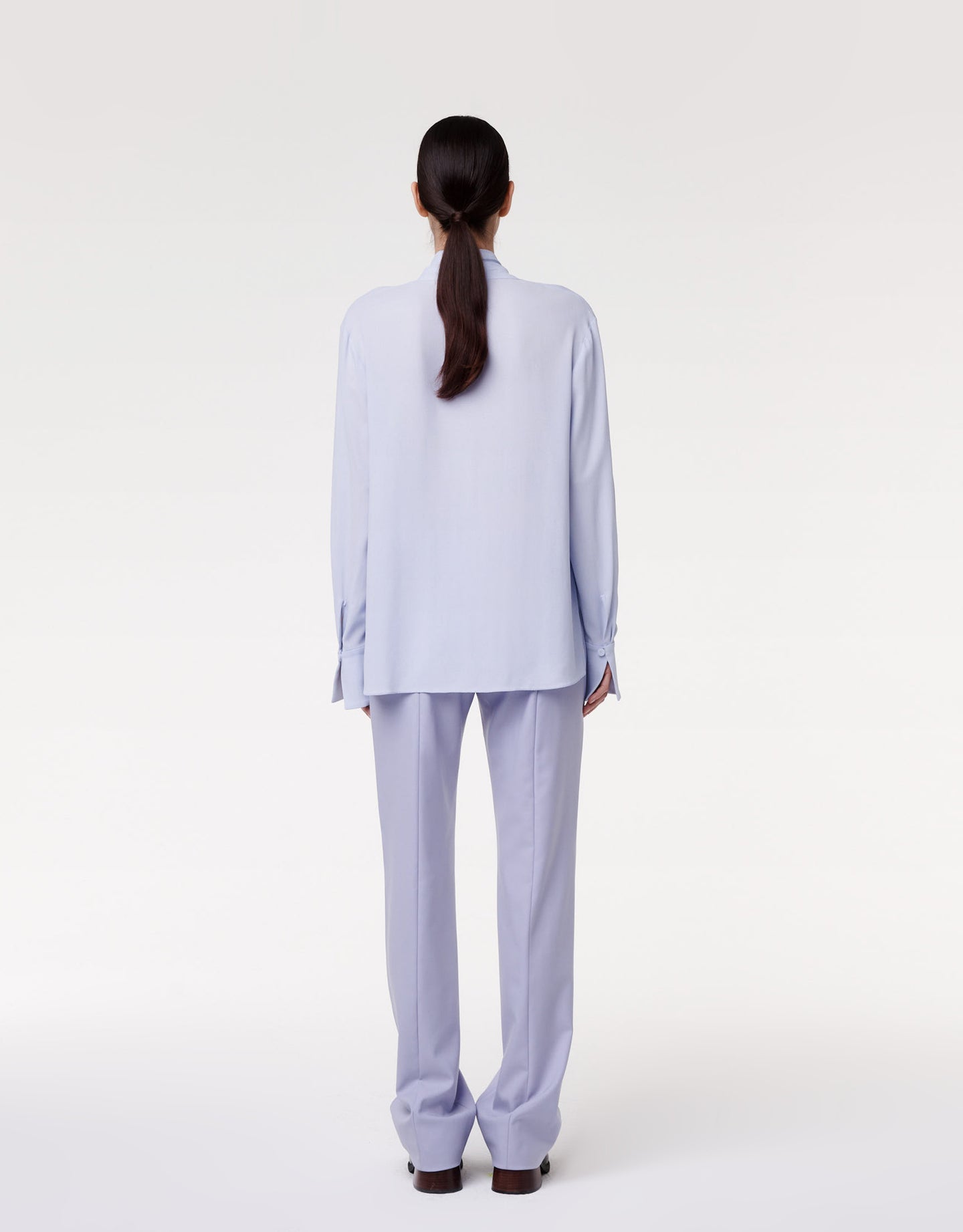 Another Tomorrow Gathered Neckline Blouse in Lilac – Viscose Women's Top