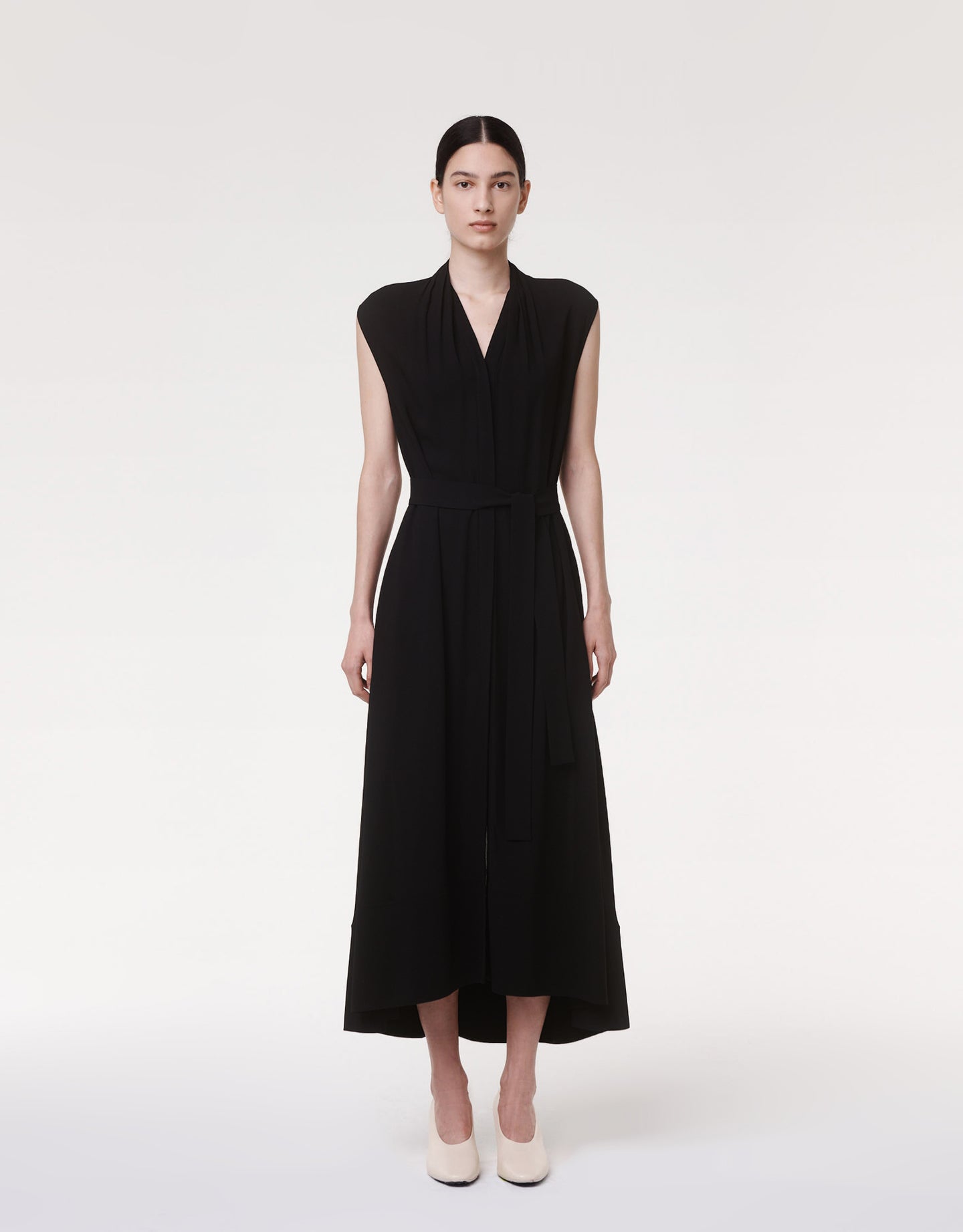 Gathered Neckline Dress | Black in black