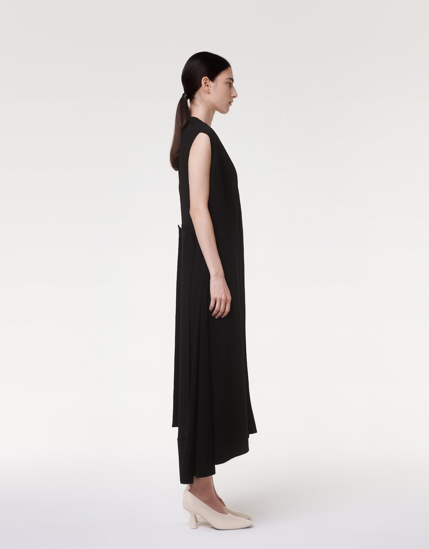 Gathered Neckline Dress | Black in black