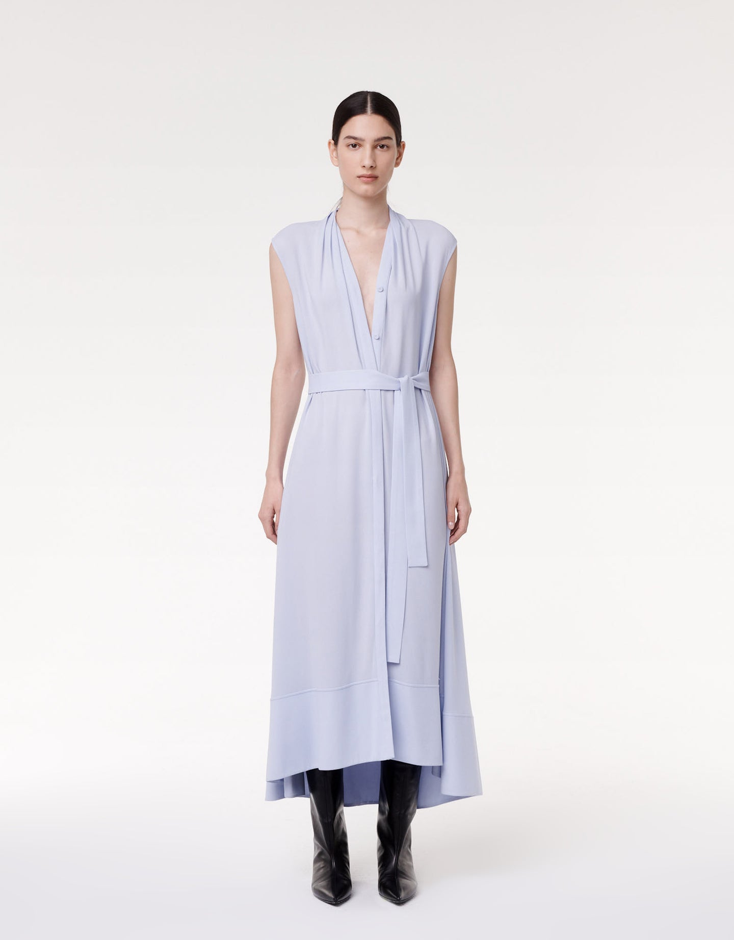 Another Tomorrow Gathered Neckline Dress in Lilac – Viscose Women's Dress