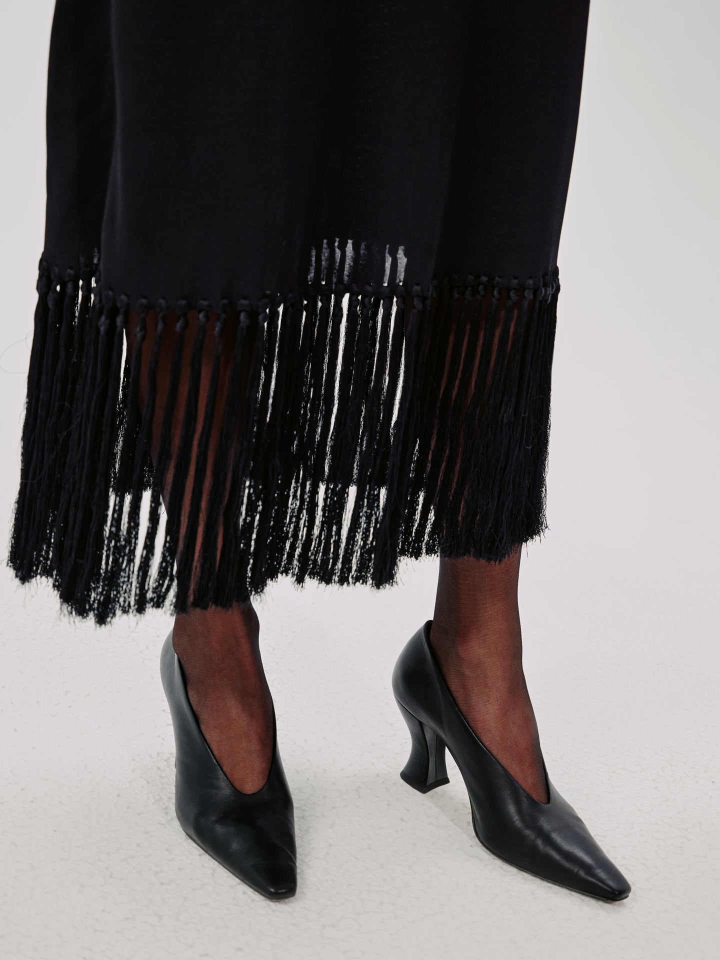 Another Tomorrow Fringe Skirt in Black – Viscose Women's Skirt
