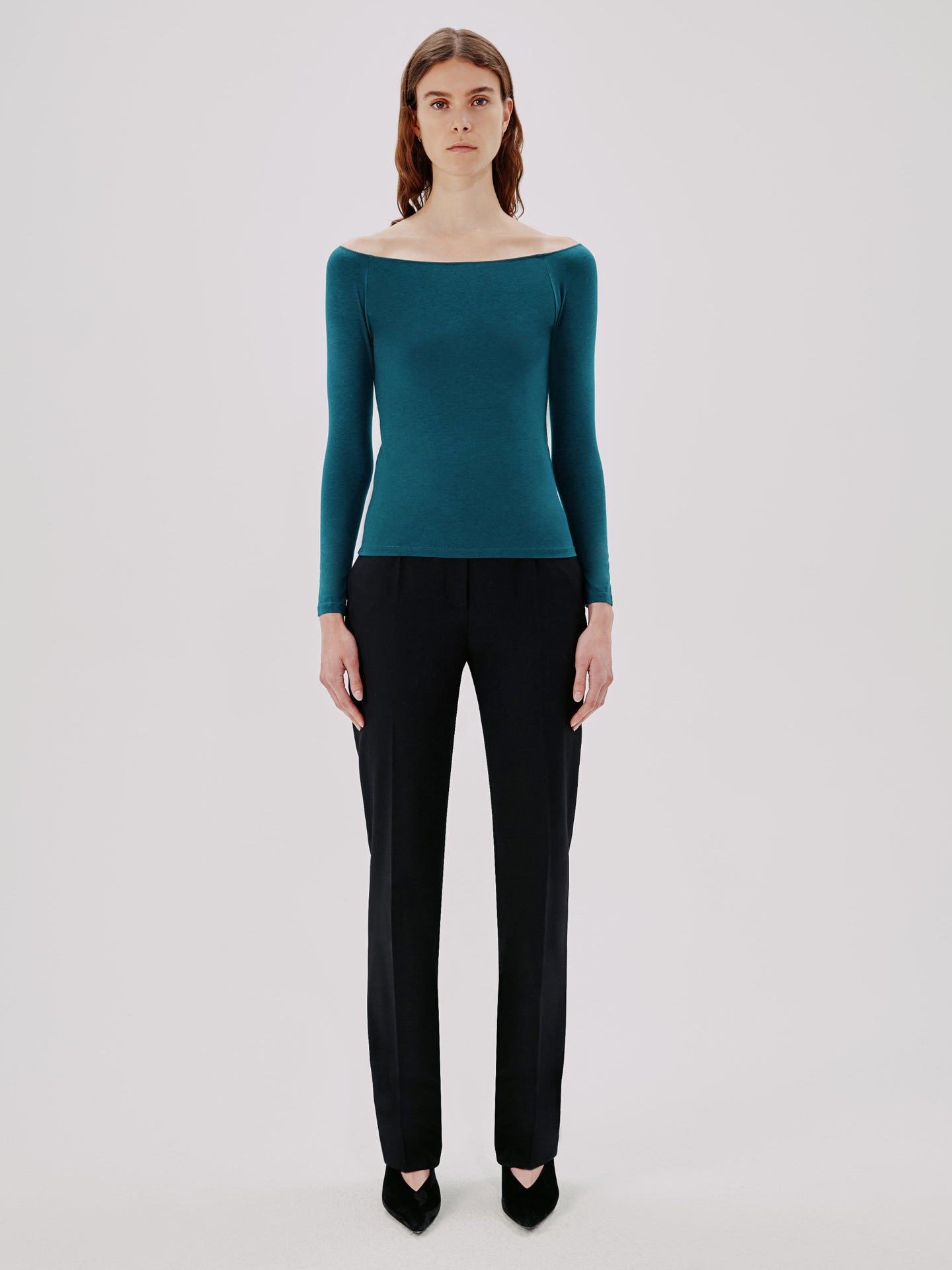 Another Tomorrow Leotard Top in Petrol – Cotton Women's Top