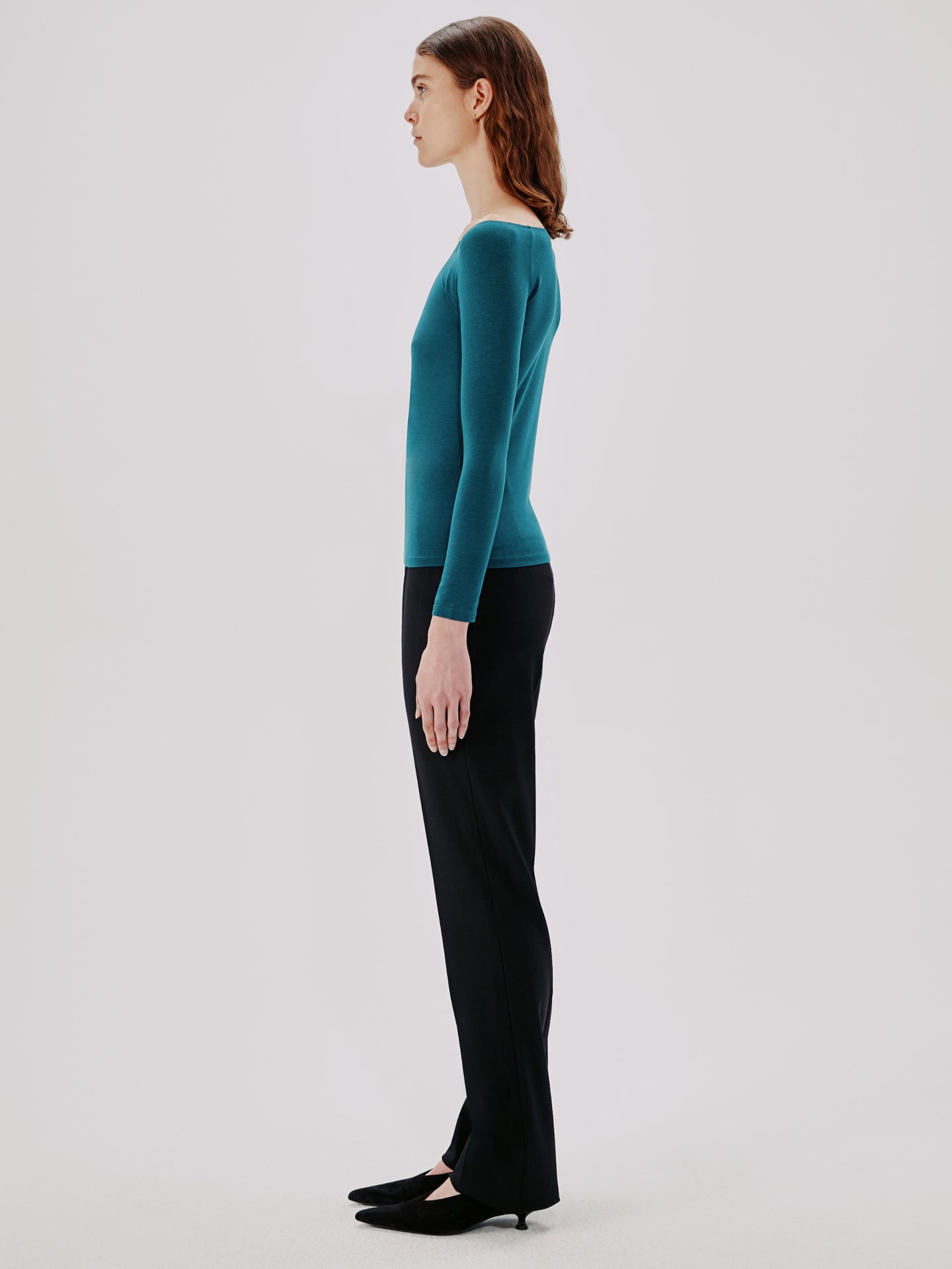 Another Tomorrow Leotard Top in Petrol – Cotton Women's Top
