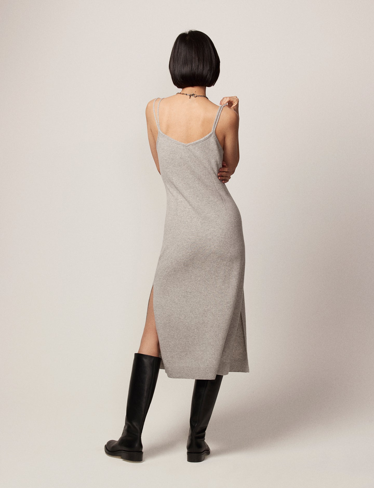 Another Tomorrow Cashmere Slip Dress in Heather Grey – Cashmere Women's Dress