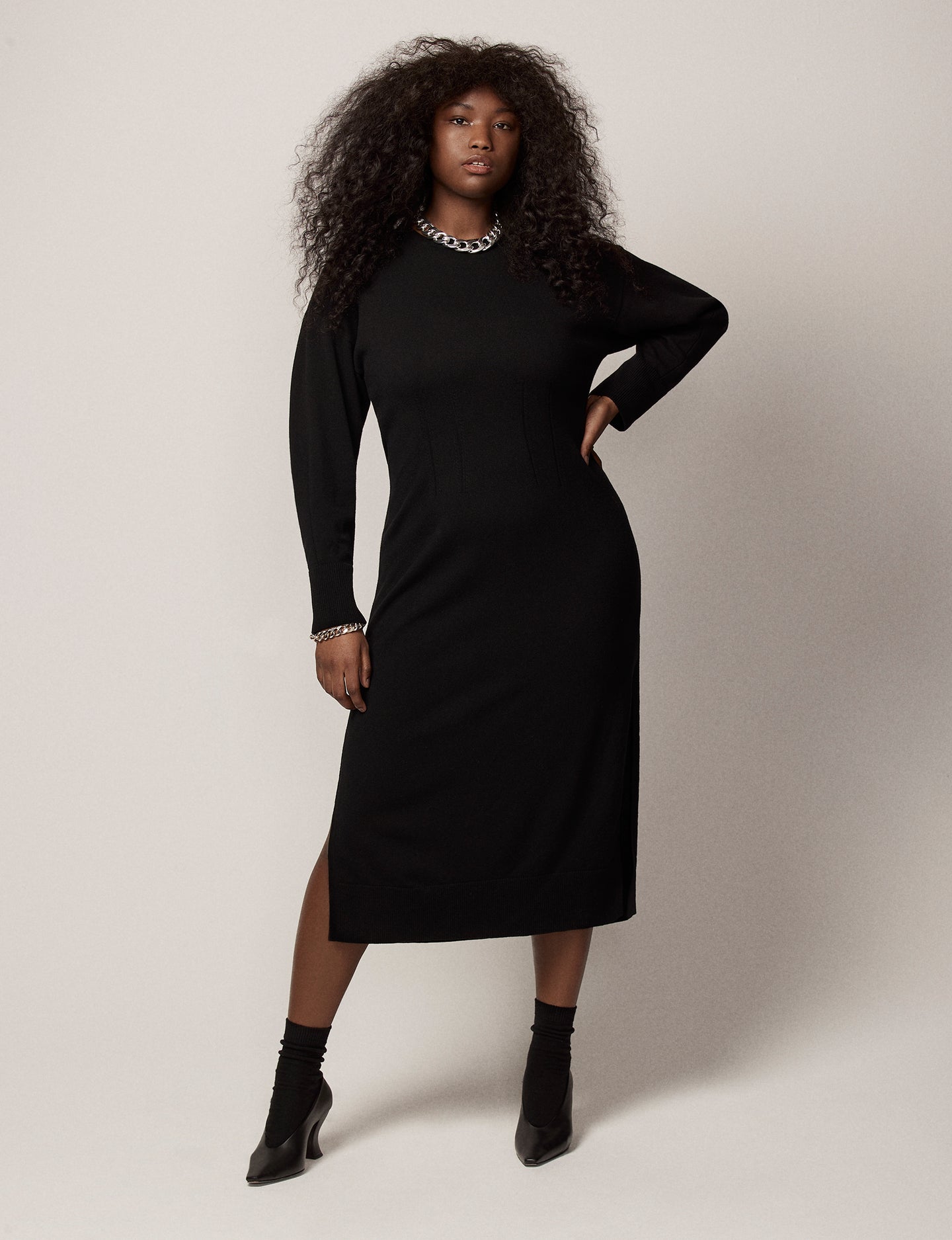 Another Tomorrow Cashmere Crewneck Dress in Black – Cashmere Women's Dress