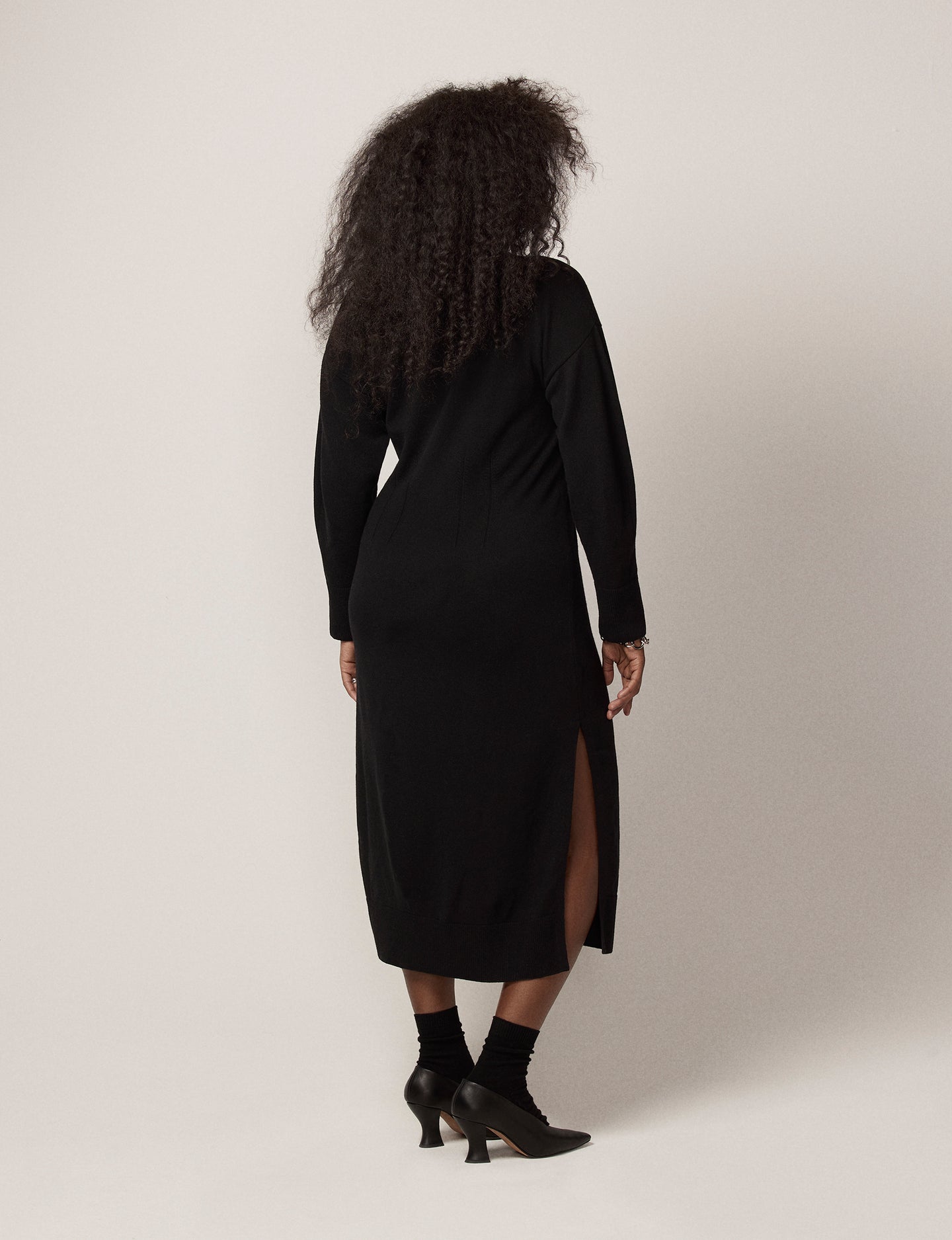 Another Tomorrow Cashmere Crewneck Dress in Black – Cashmere Women's Dress