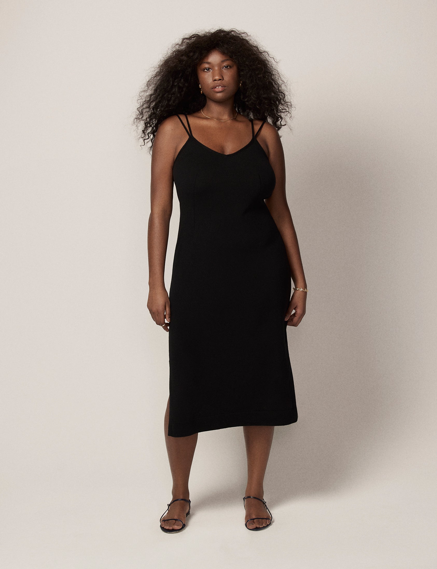 Cashmere Slip Dress | Black Another Tomorrow Cashmere Slip Dress | Black Another Tomorrow