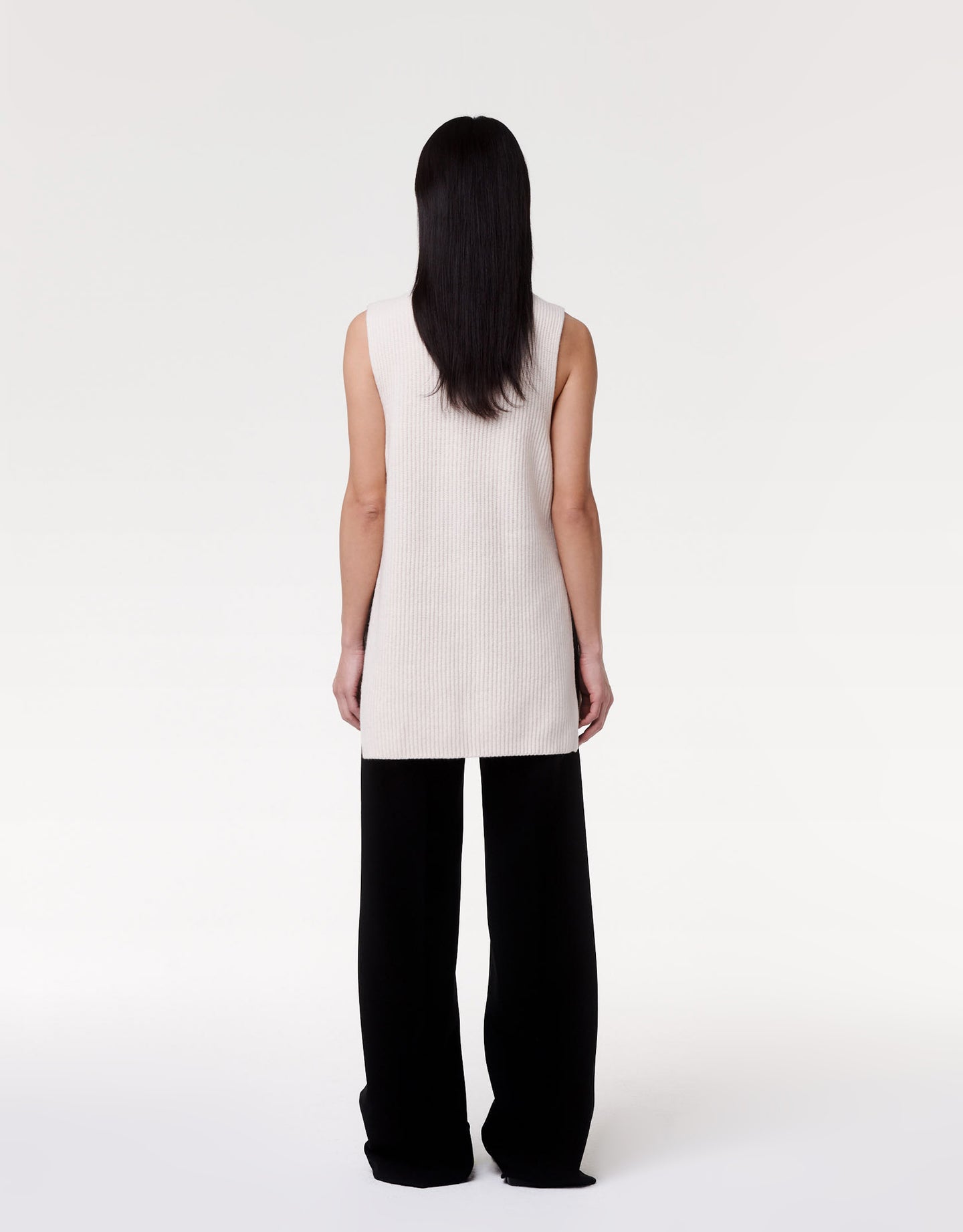 Another Tomorrow Mock Neck Sleeveless Sweater in Off White – Cashmere Women's Knitwear