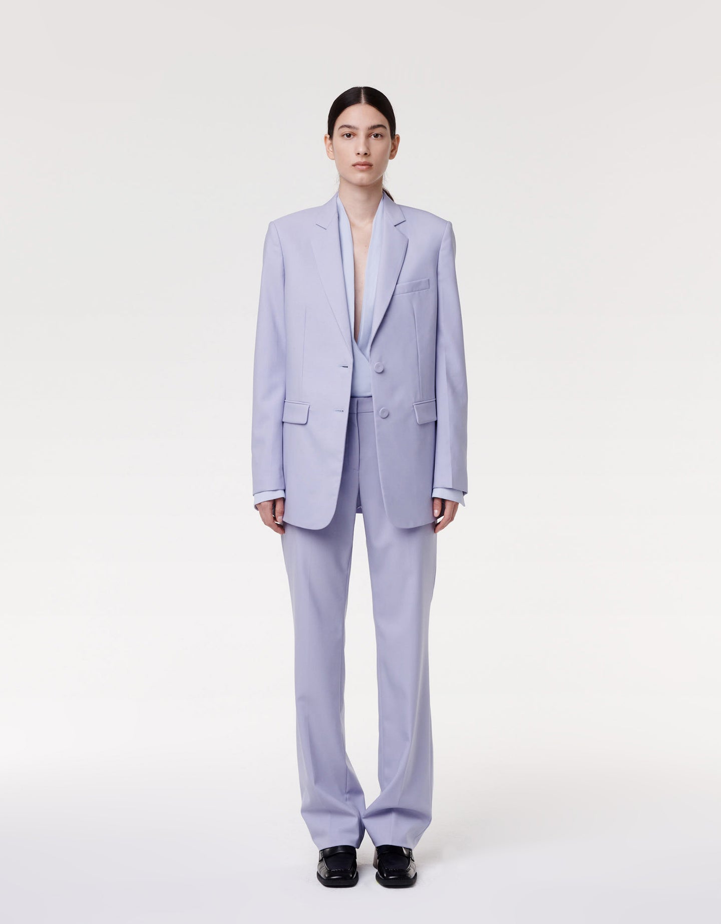 Another Tomorrow Oversized Blazer in Lilac – Wool Women's Jacket