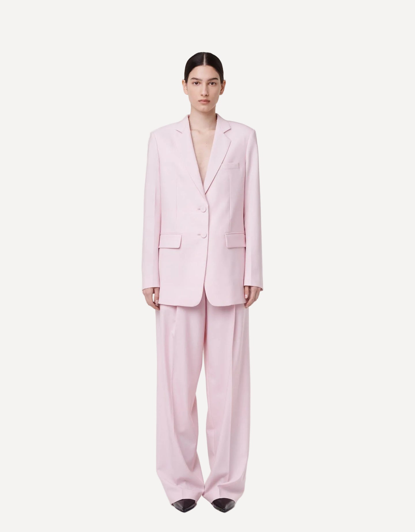 Another Tomorrow Oversized Blazer in Pale Pink – Wool Women's Jacket