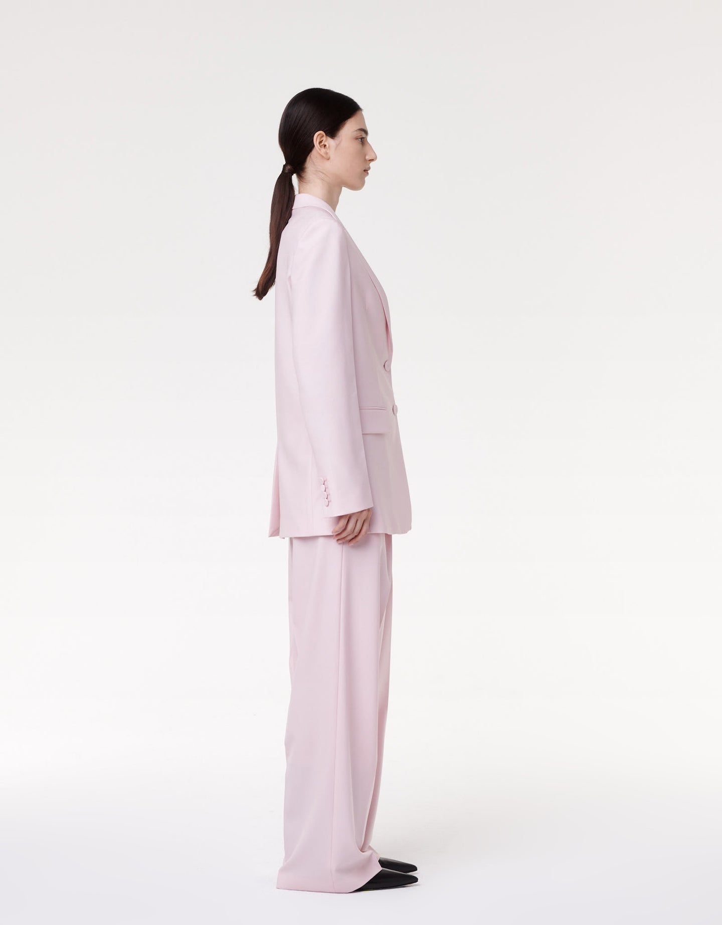 Another Tomorrow Oversized Blazer in Pale Pink – Wool Women's Jacket