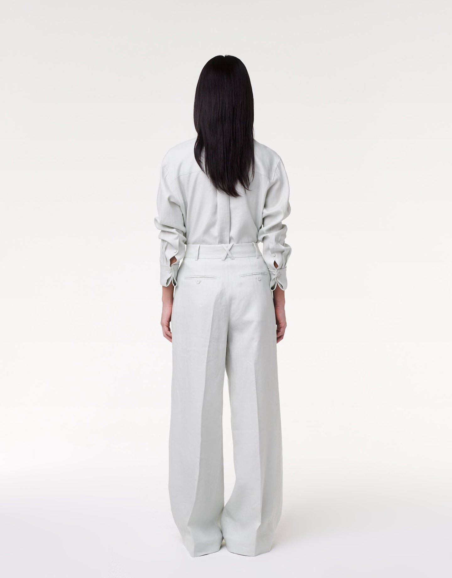 Another Tomorrow Pleated Trouser in Silt Green – Linen Women's Trousers