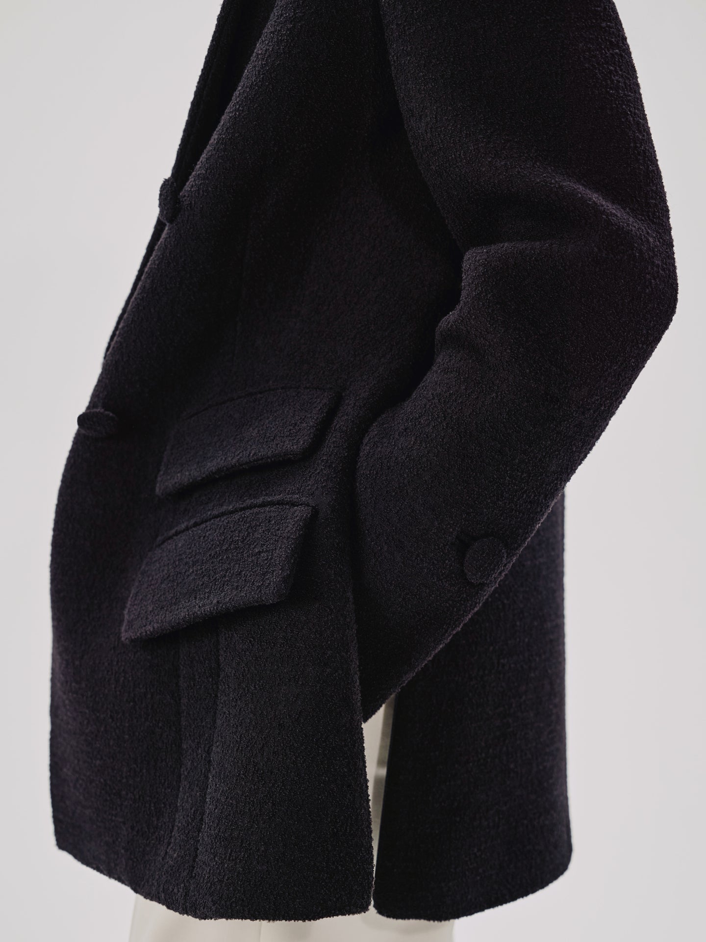 Another Tomorrow Boucle Blazer Coat in Black – Wool Women's Outerwear