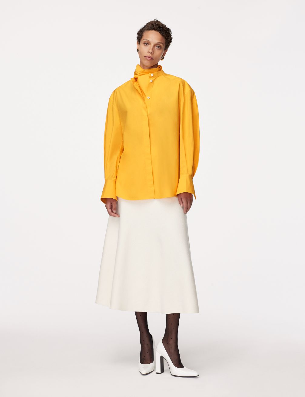 Another Tomorrow Detachable Bandana Blouse in Sun – Cotton Women's Top