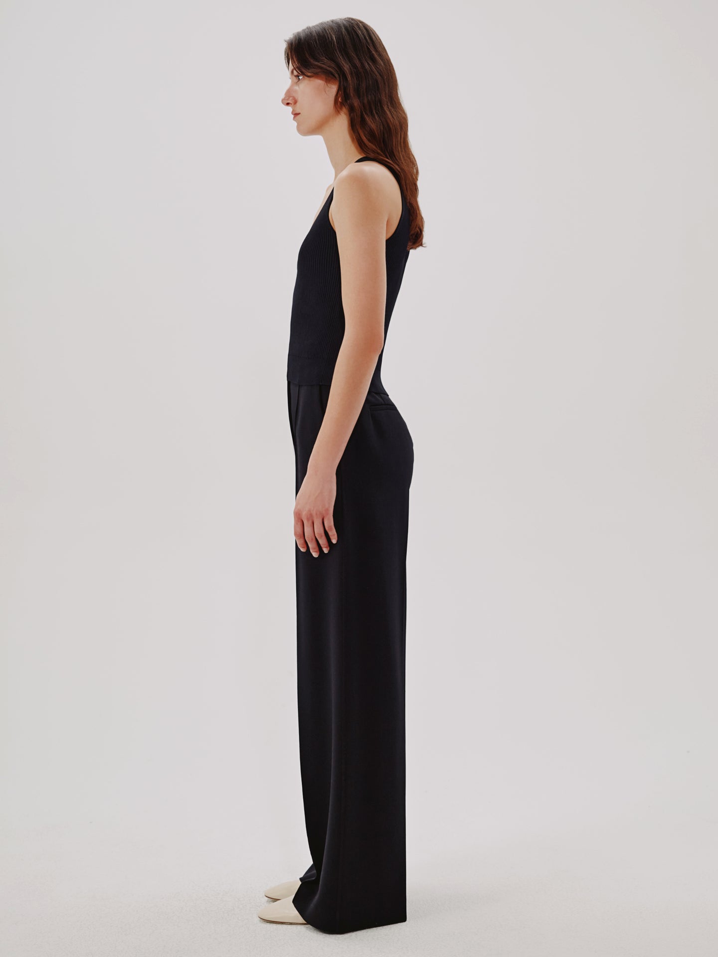 Another Tomorrow Reversible V Tank in Black – Viscose Women's Top