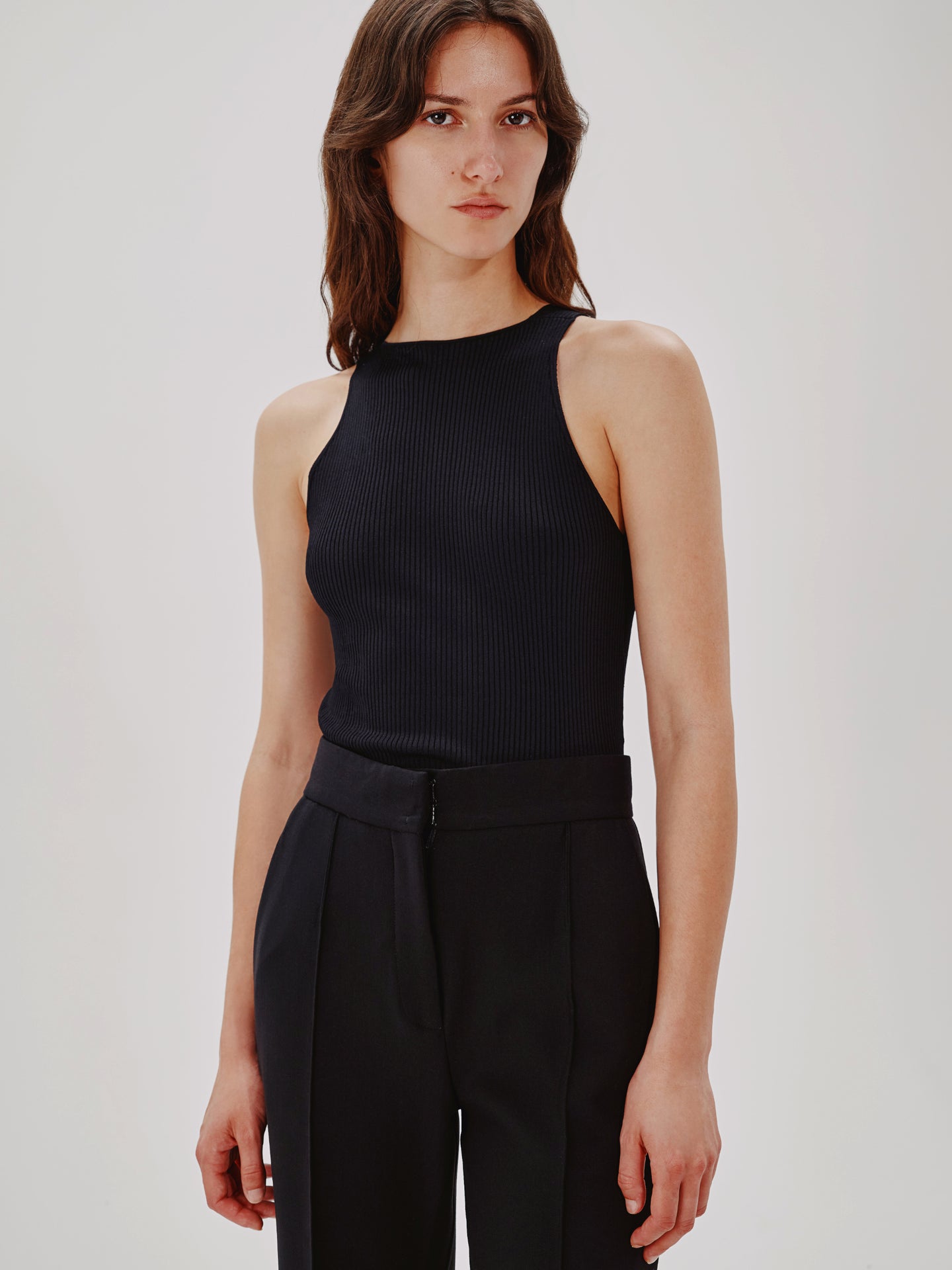 Another Tomorrow Reversible V Tank in Black – Viscose Women's Top