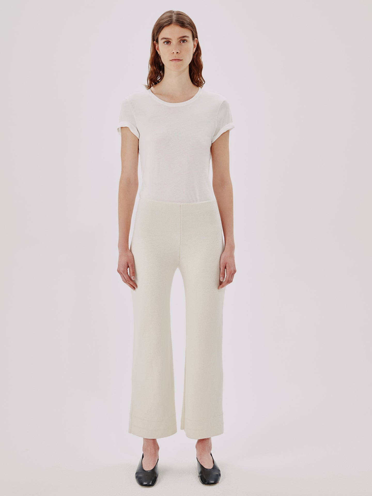 Another Tomorrow Rib Pant in Cream – Wool Women's Trousers