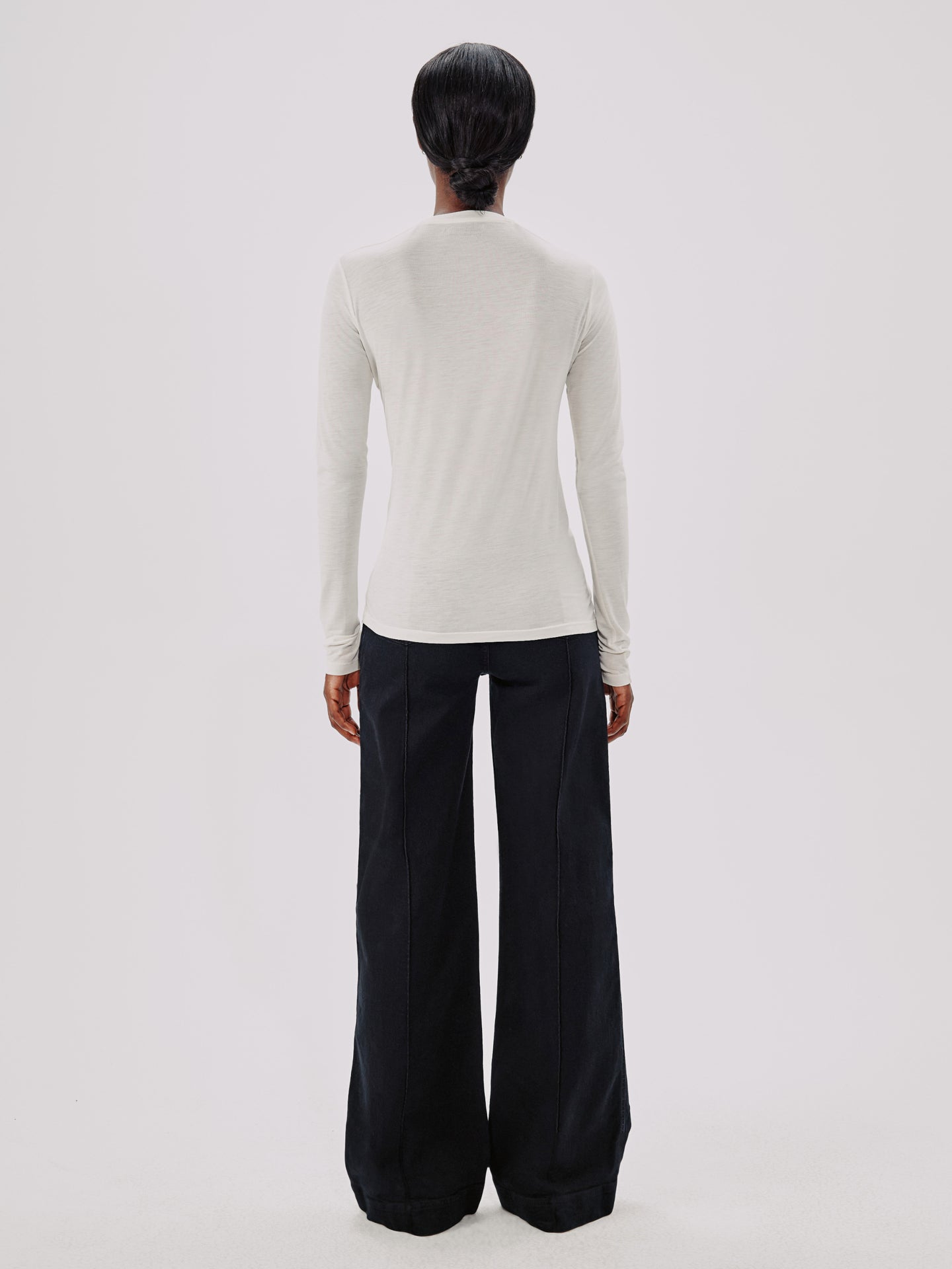 Another Tomorrow Long Ballet Scoop Tee in Vanilla – Jersey Women's Top