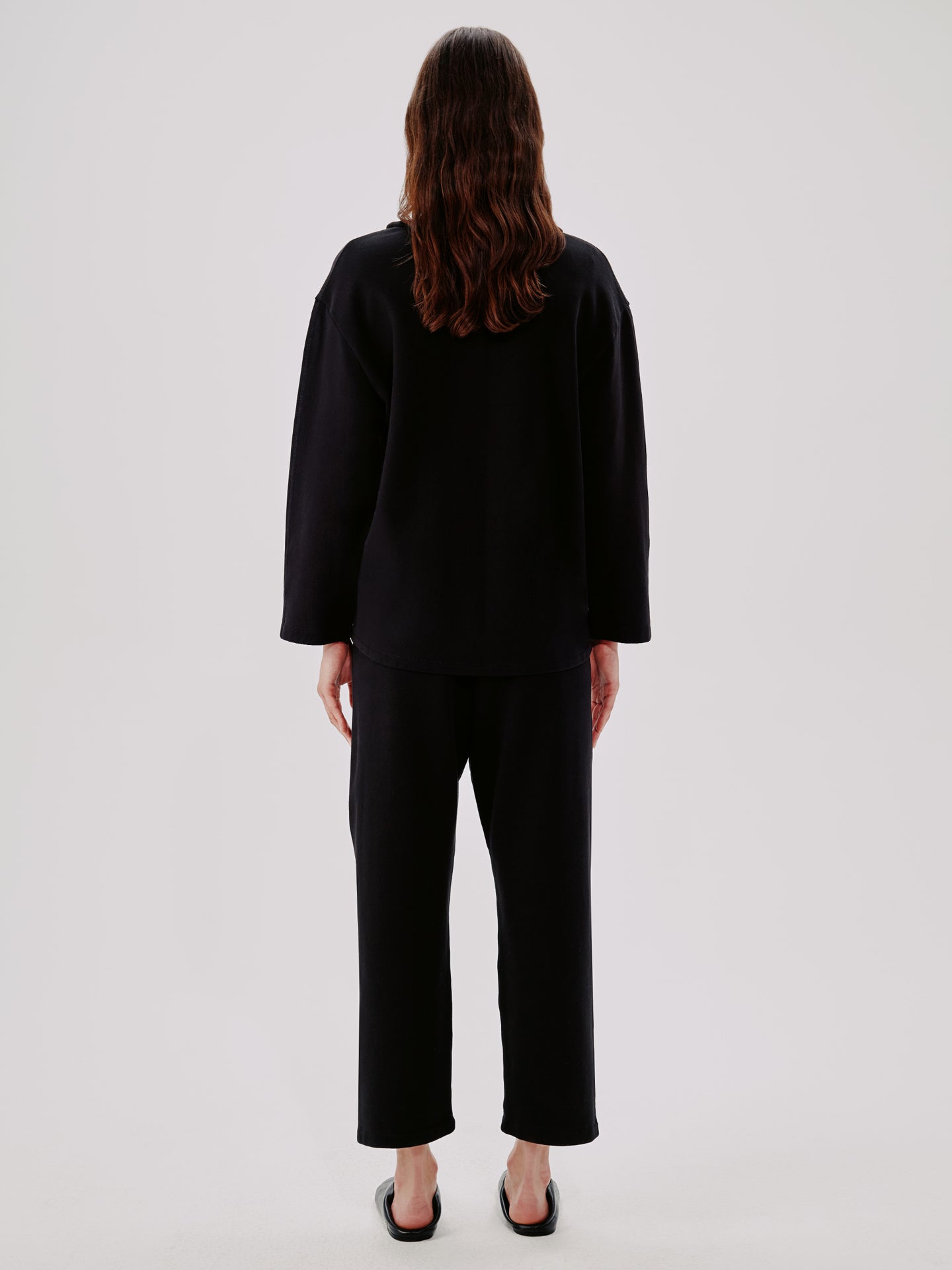 Another Tomorrow Scoopneck Sweatshirt in Black – Cotton Women's Top