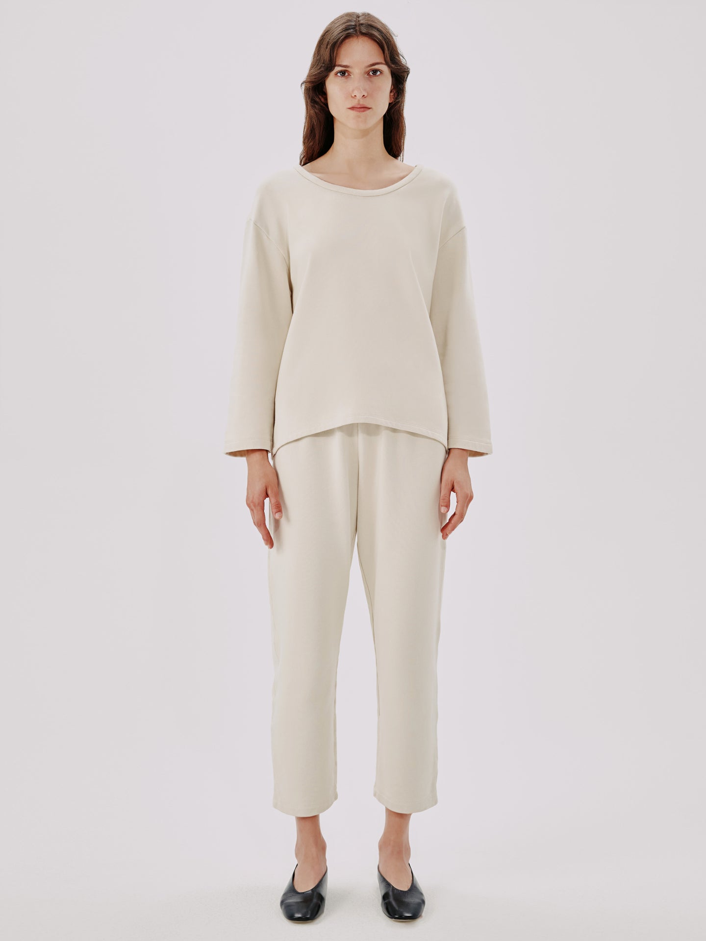Another Tomorrow Scoopneck Sweatshirt in Parchment – Cotton Women's Top