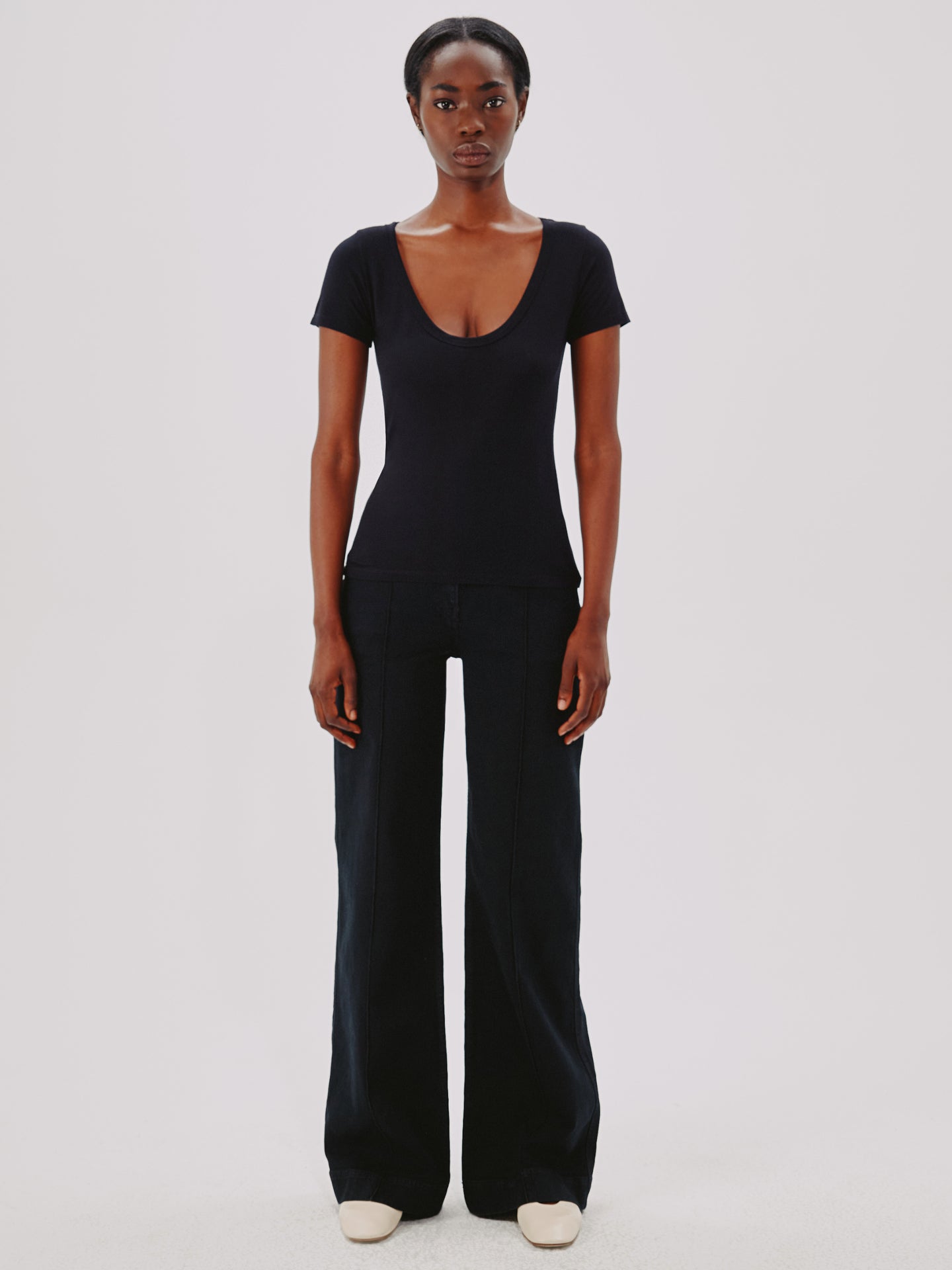 Another Tomorrow Ballet Scoop Tee in Black – Jersey Women's Top