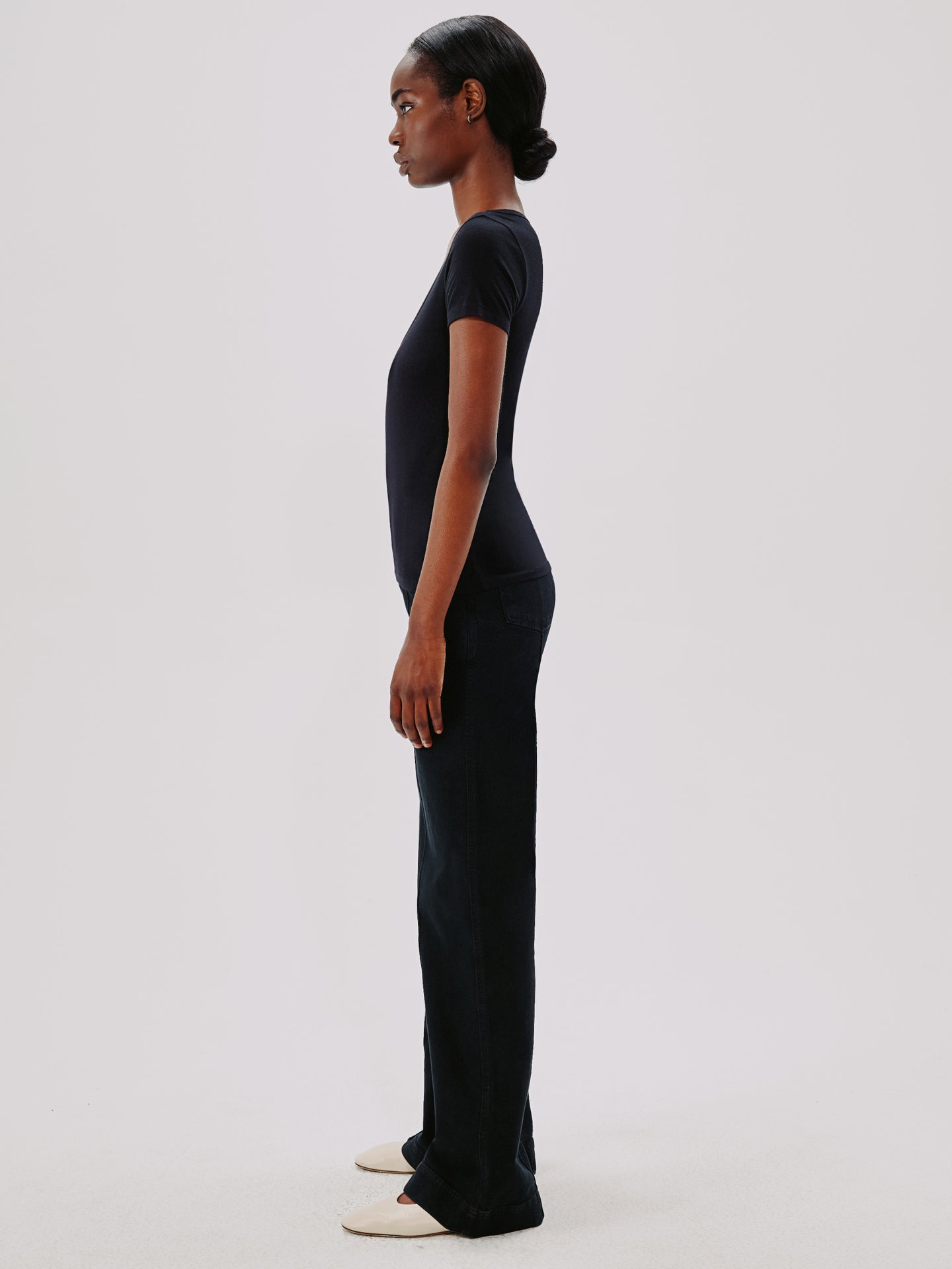 Another Tomorrow Ballet Scoop Tee in Black – Jersey Women's Top