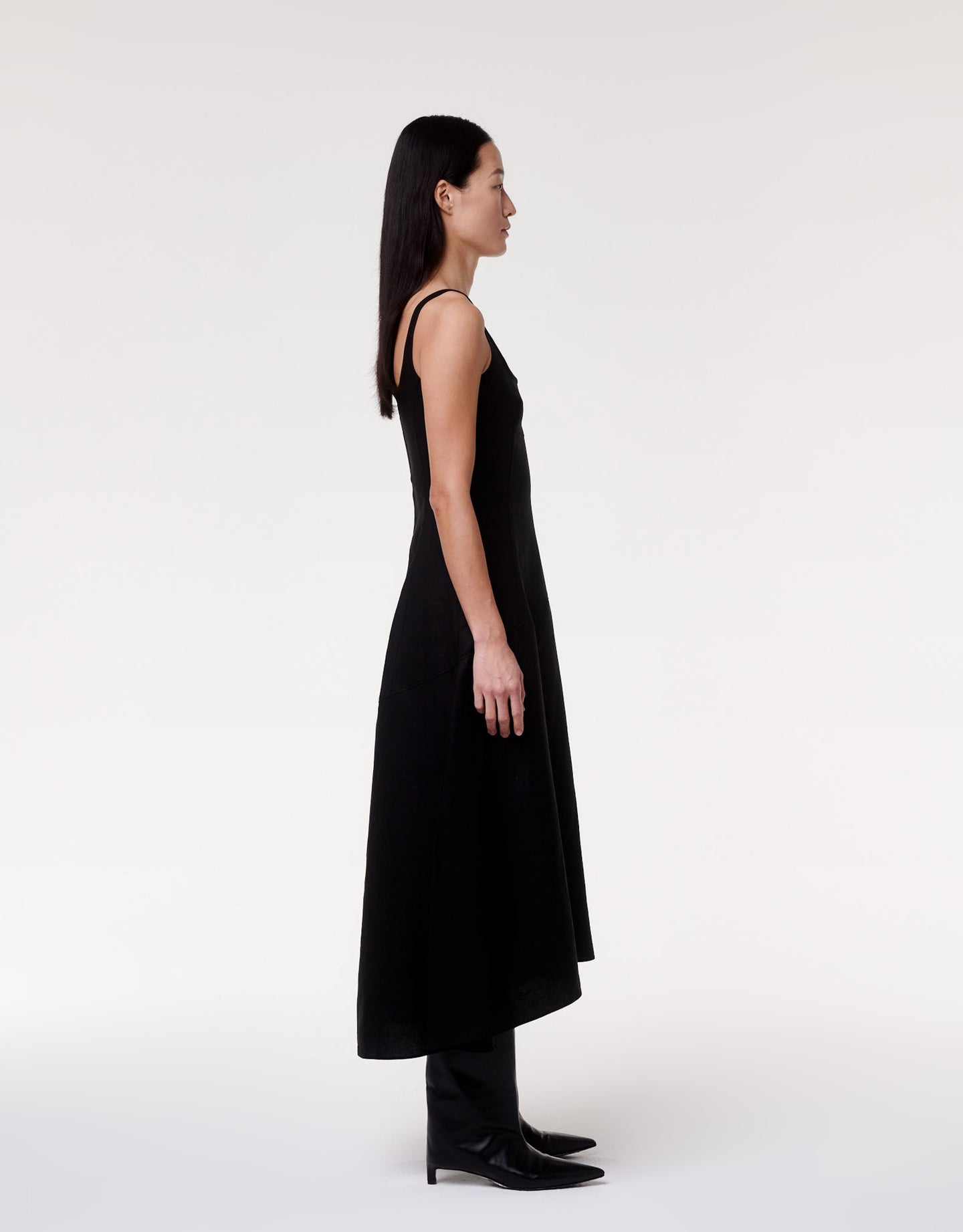 Another Tomorrow Seamed Bodice Dress in Black – Linen Women's Dress