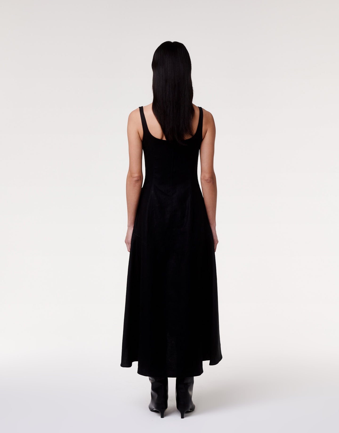 Another Tomorrow Seamed Bodice Dress in Black – Linen Women's Dress