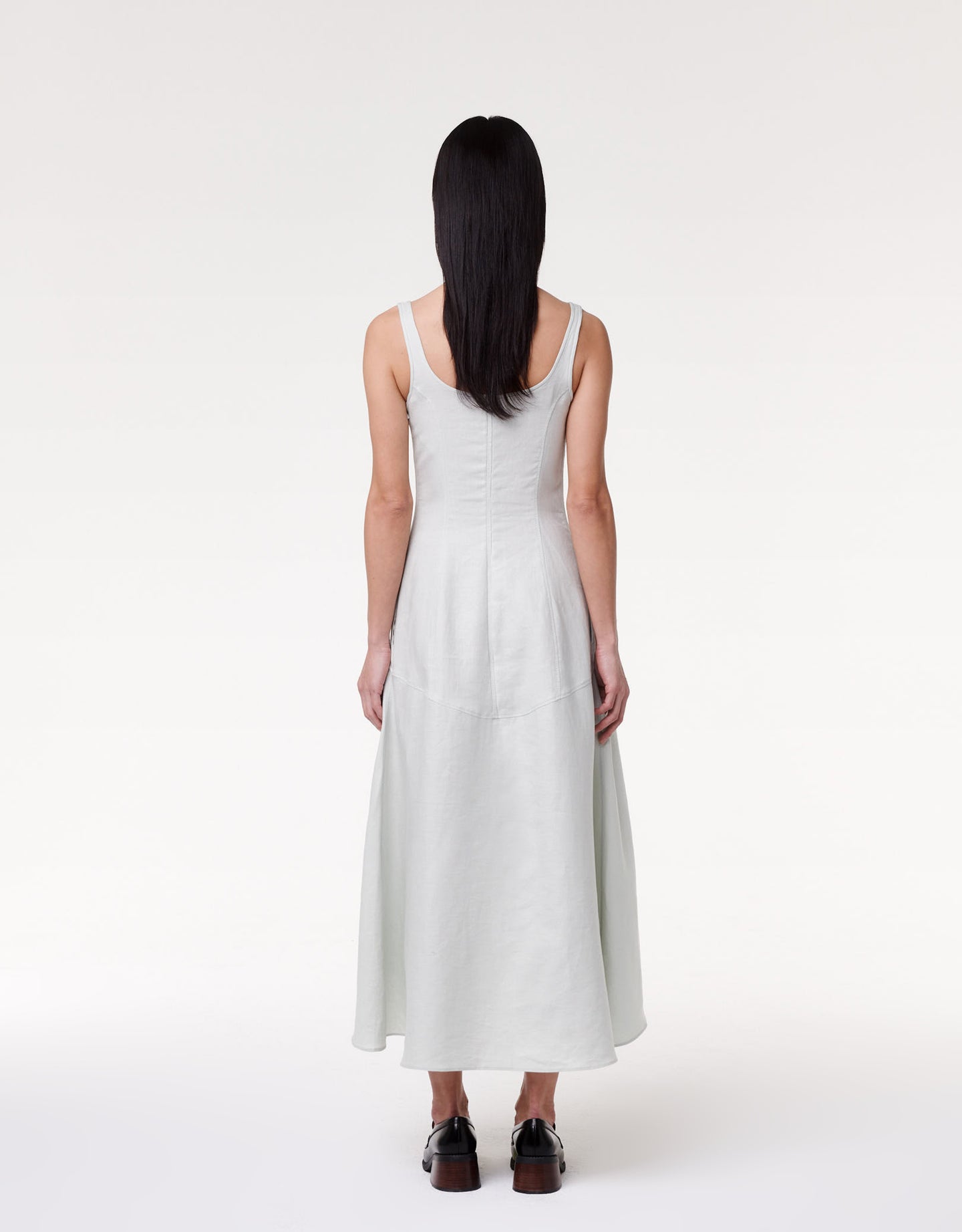Another Tomorrow Seamed Bodice Dress in Silt Green – Linen Women's Dress