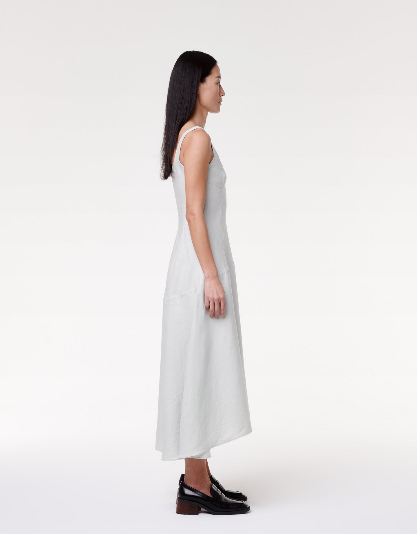 Another Tomorrow Seamed Bodice Dress in Silt Green – Linen Women's Dress