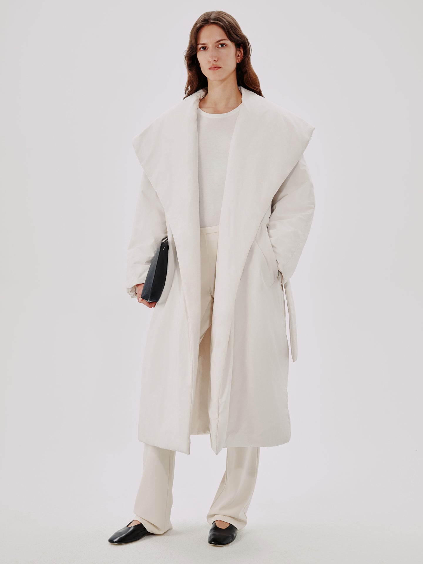 Another Tomorrow Wrap Puffer in Parchment – Cotton Women's Outerwear