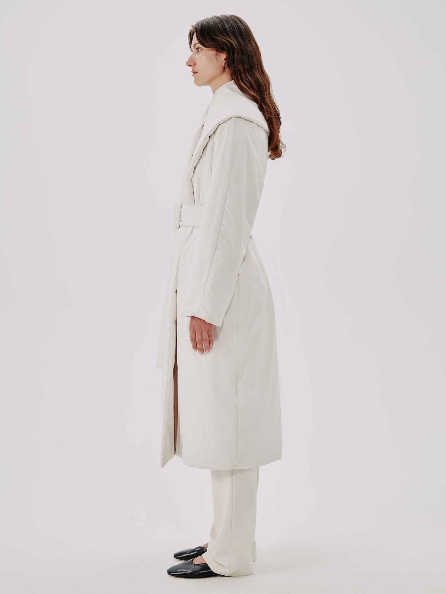 Another Tomorrow Wrap Puffer in Parchment – Cotton Women's Outerwear