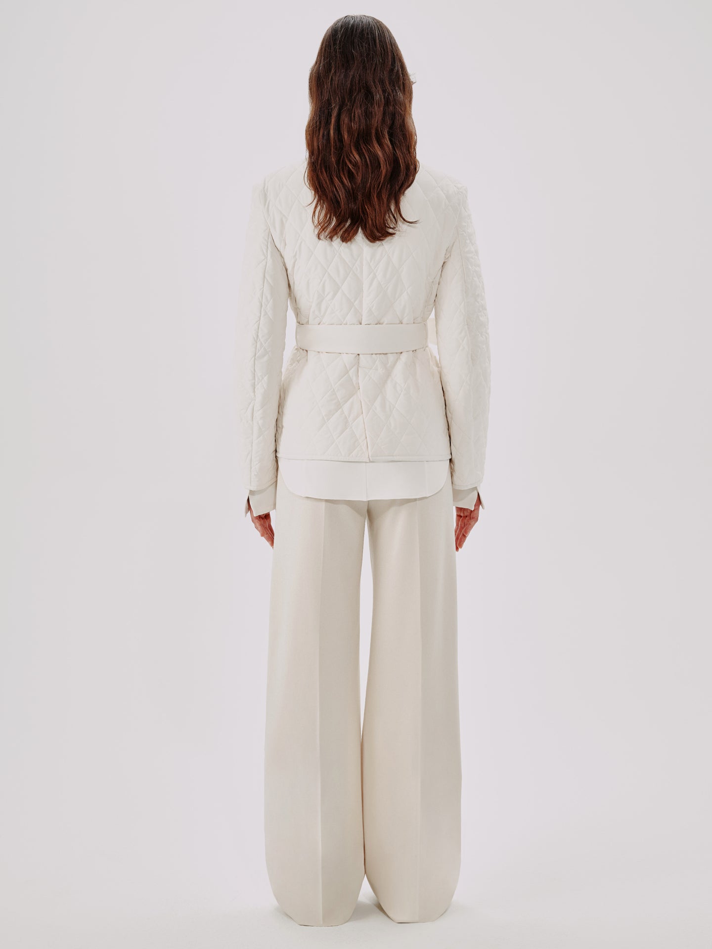 Another Tomorrow Quilted Belted Jacket in Parchment – Cotton Women's Jacket