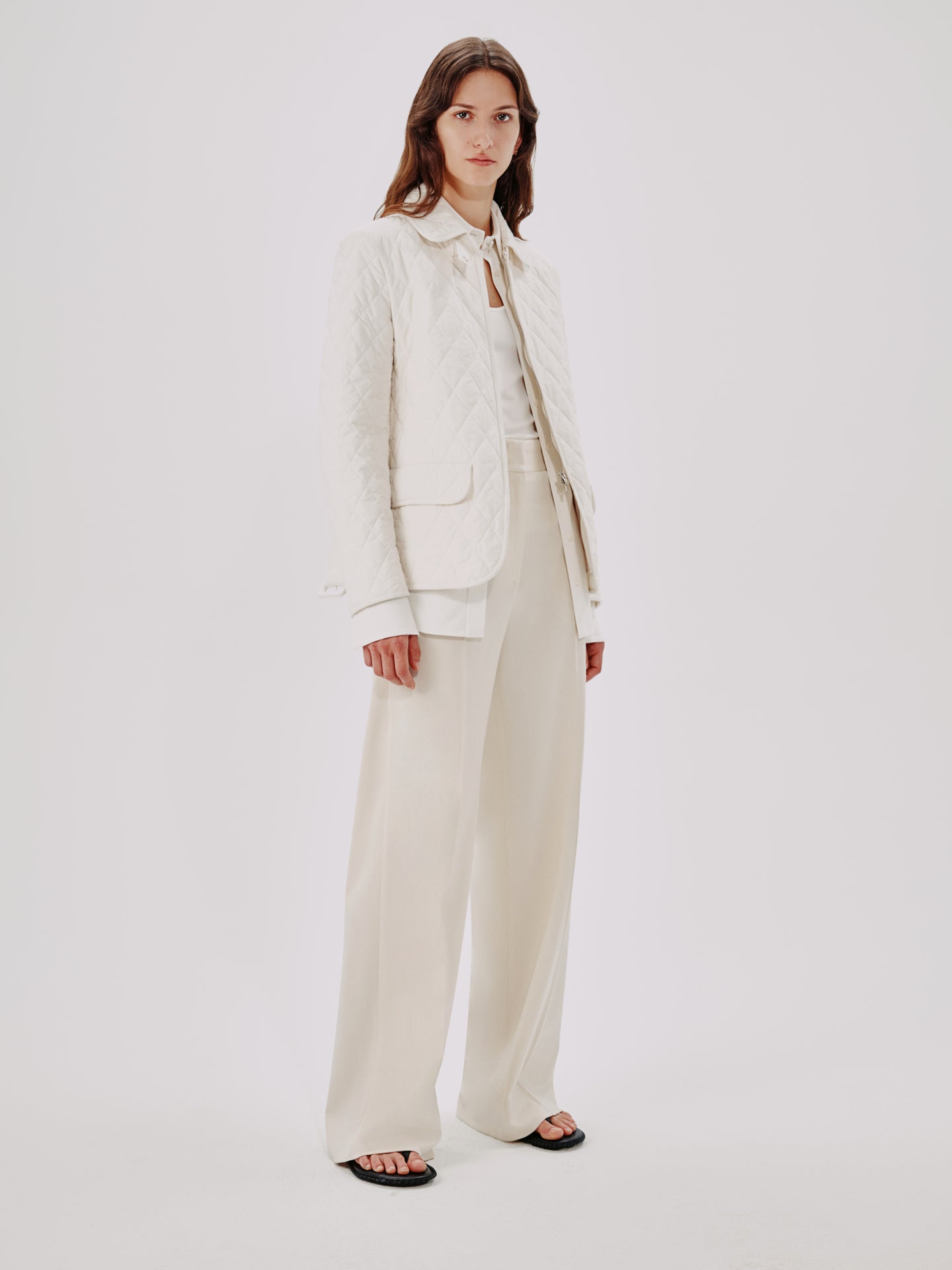 Another Tomorrow Quilted Belted Jacket in Parchment – Cotton Women's Jacket