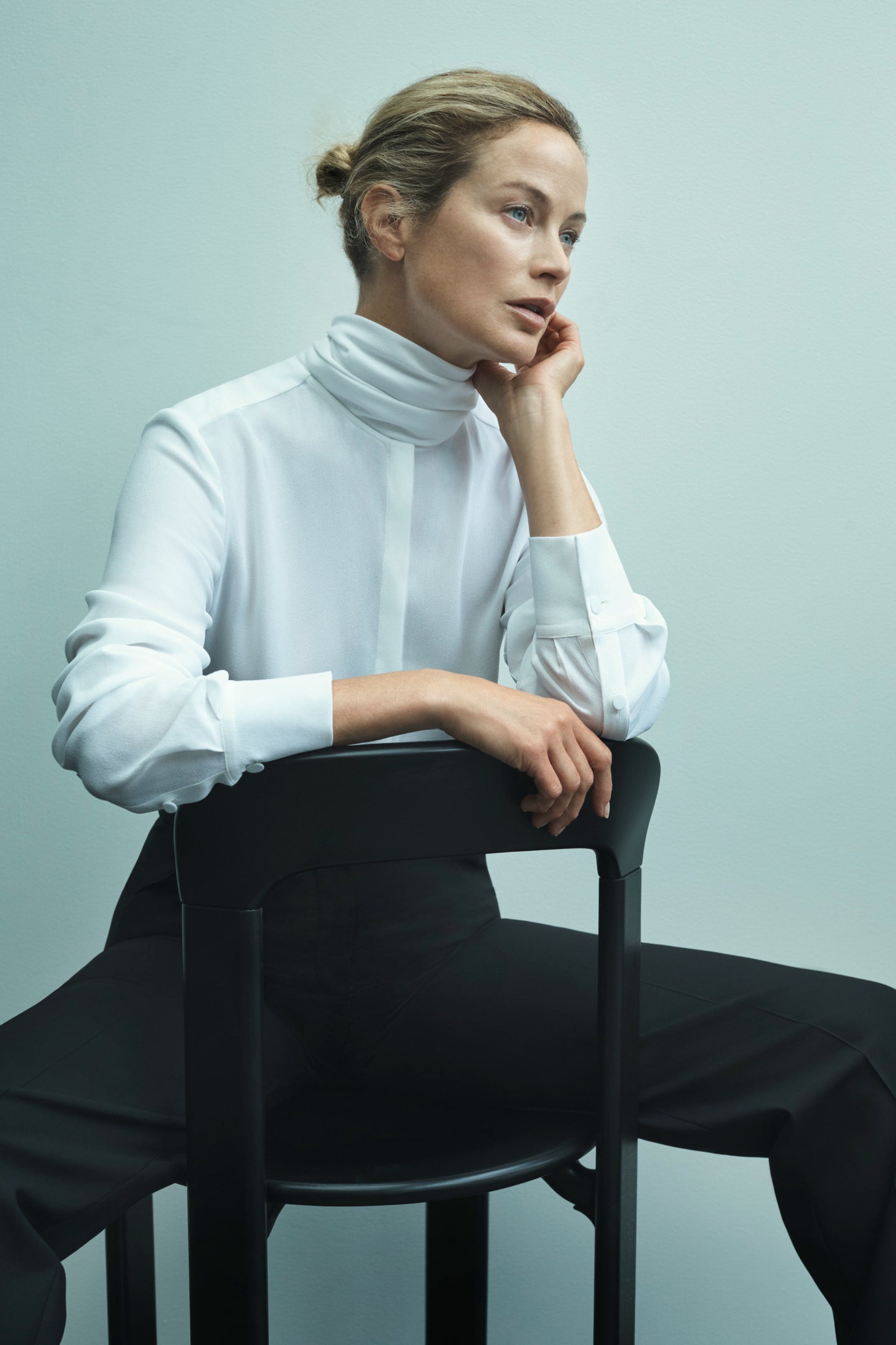 Another Tomorrow Bow Blouse in White – Viscose Women's Top