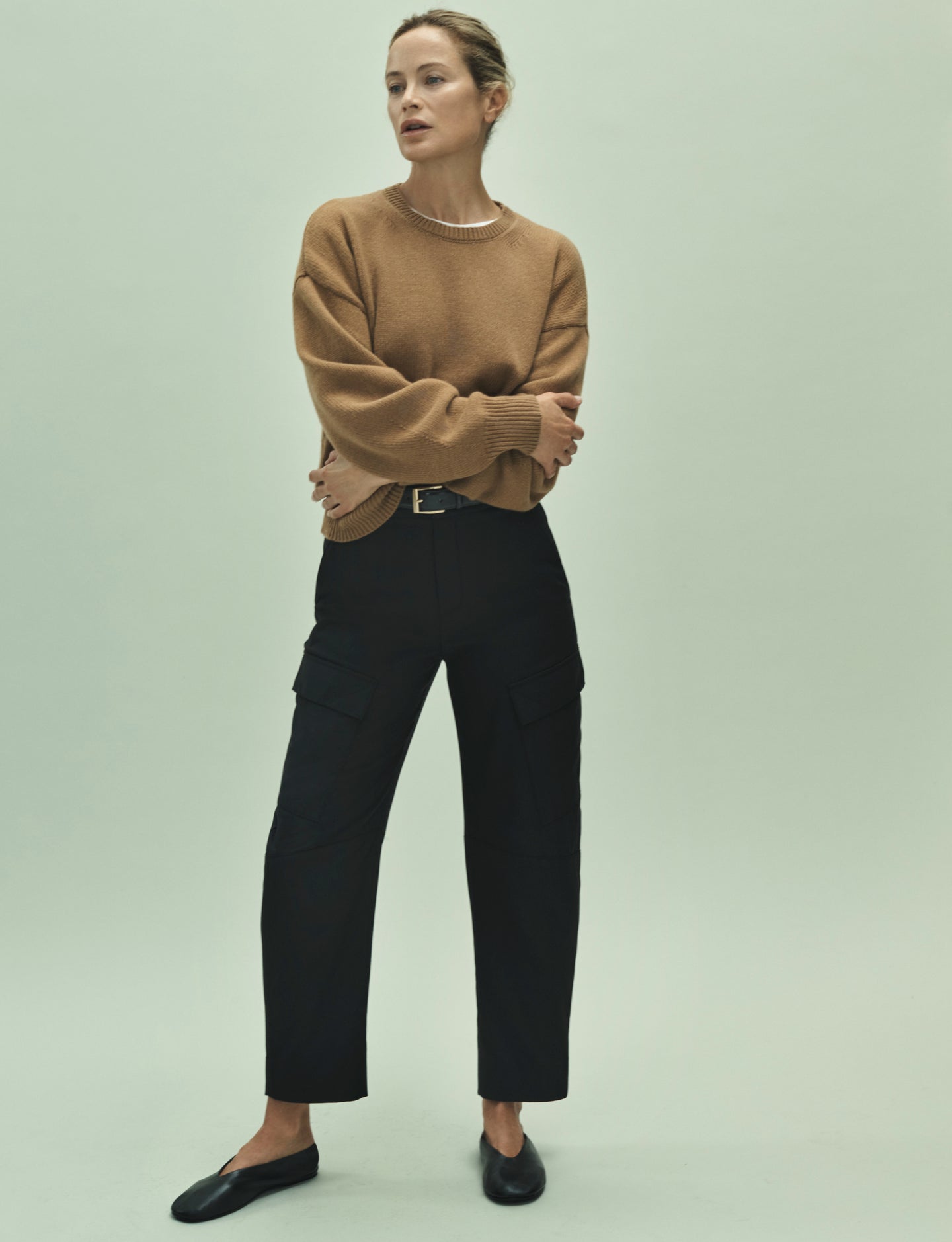 Another Tomorrow Cashmere Knit Sweatshirt in Camel – Cashmere Women's Knitwear