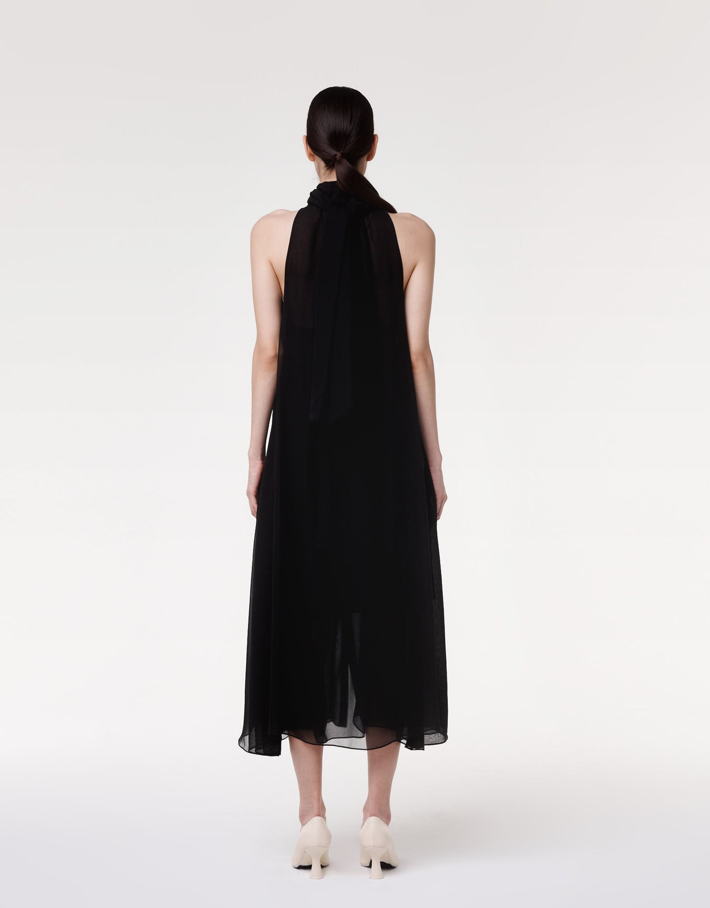 Silk Chiffon Scarf Dress | Black in black