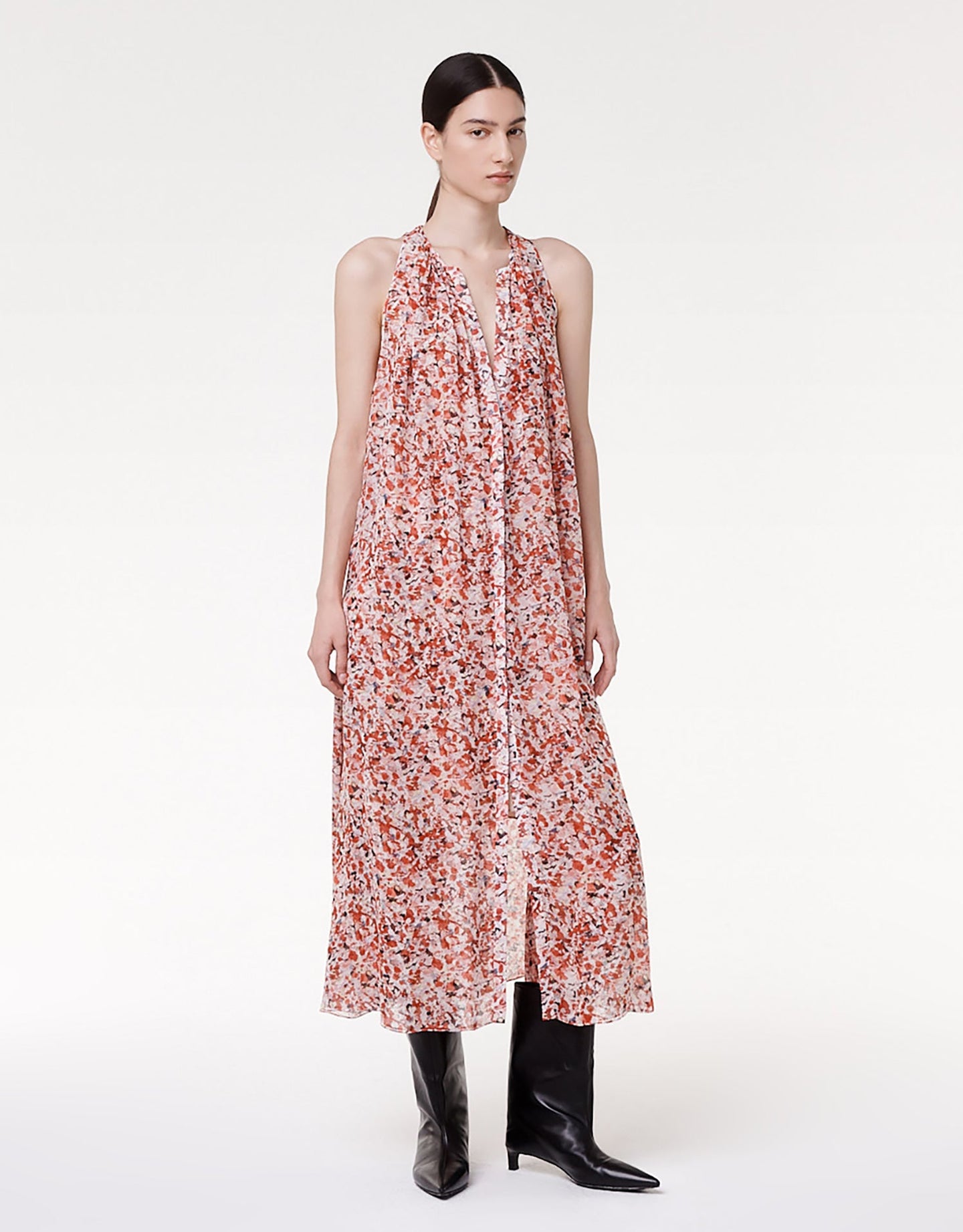 Another Tomorrow Silk Chiffon Scarf Dress in Sedona Multi – Silk Women's Dress
