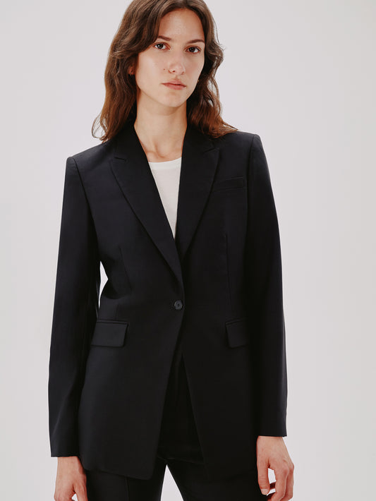 Another Tomorrow Single Button Jacket in Black – Wool Women's Jacket