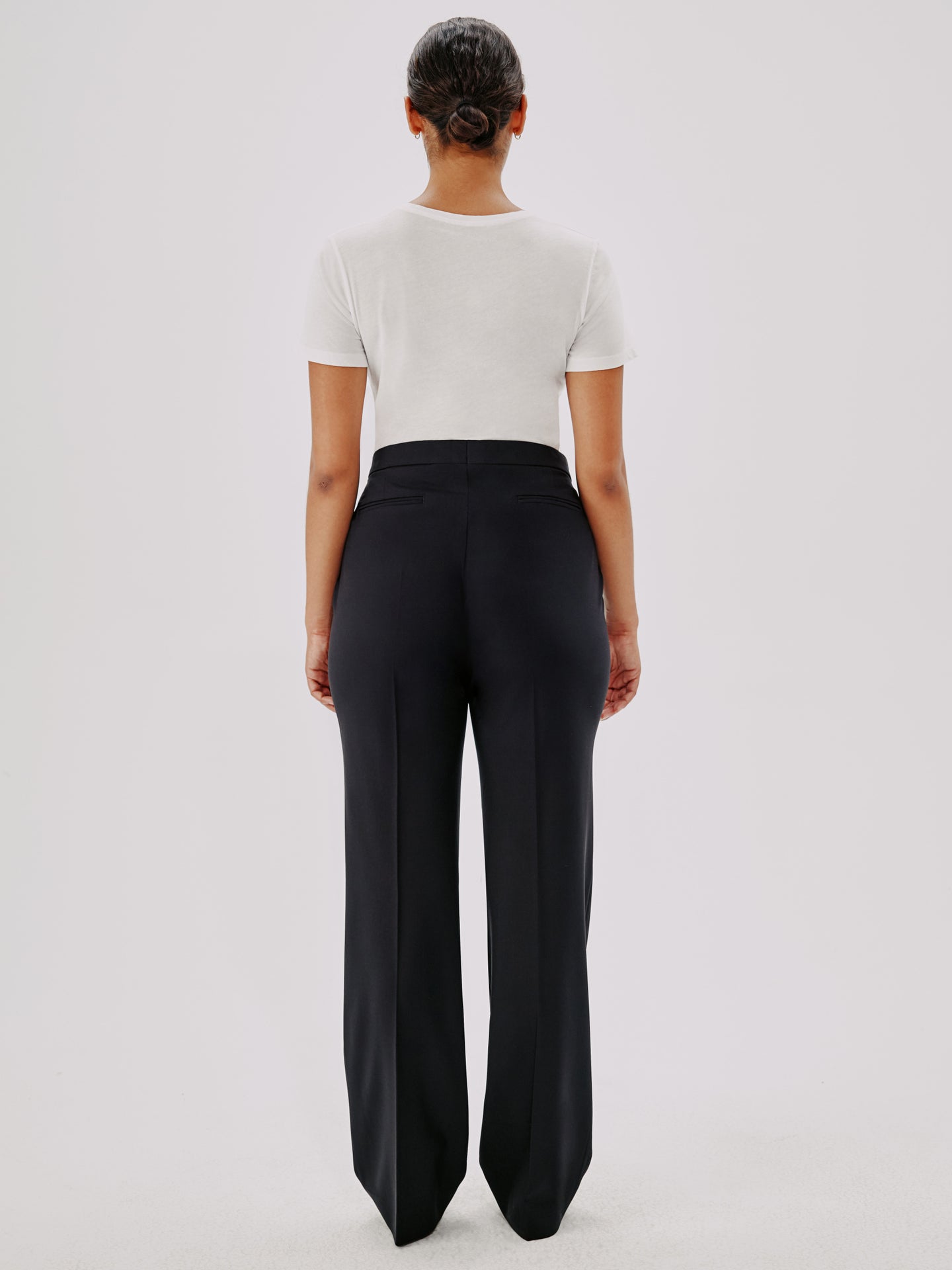 Another Tomorrow Slight Flare Trouser in Black – Wool Women's Trousers