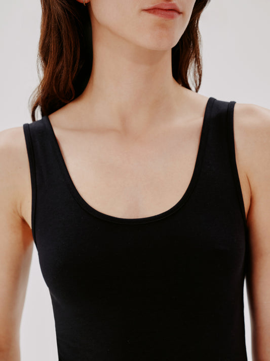 Another Tomorrow Slim Tank Top in Black – Cotton Women's Top