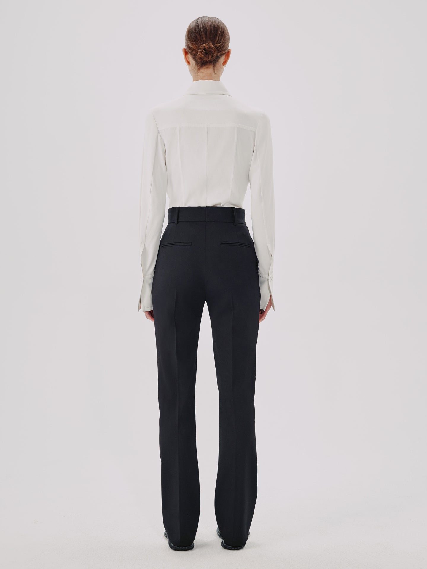 Another Tomorrow Straight Leg Trouser in Black – Wool Women's Trousers