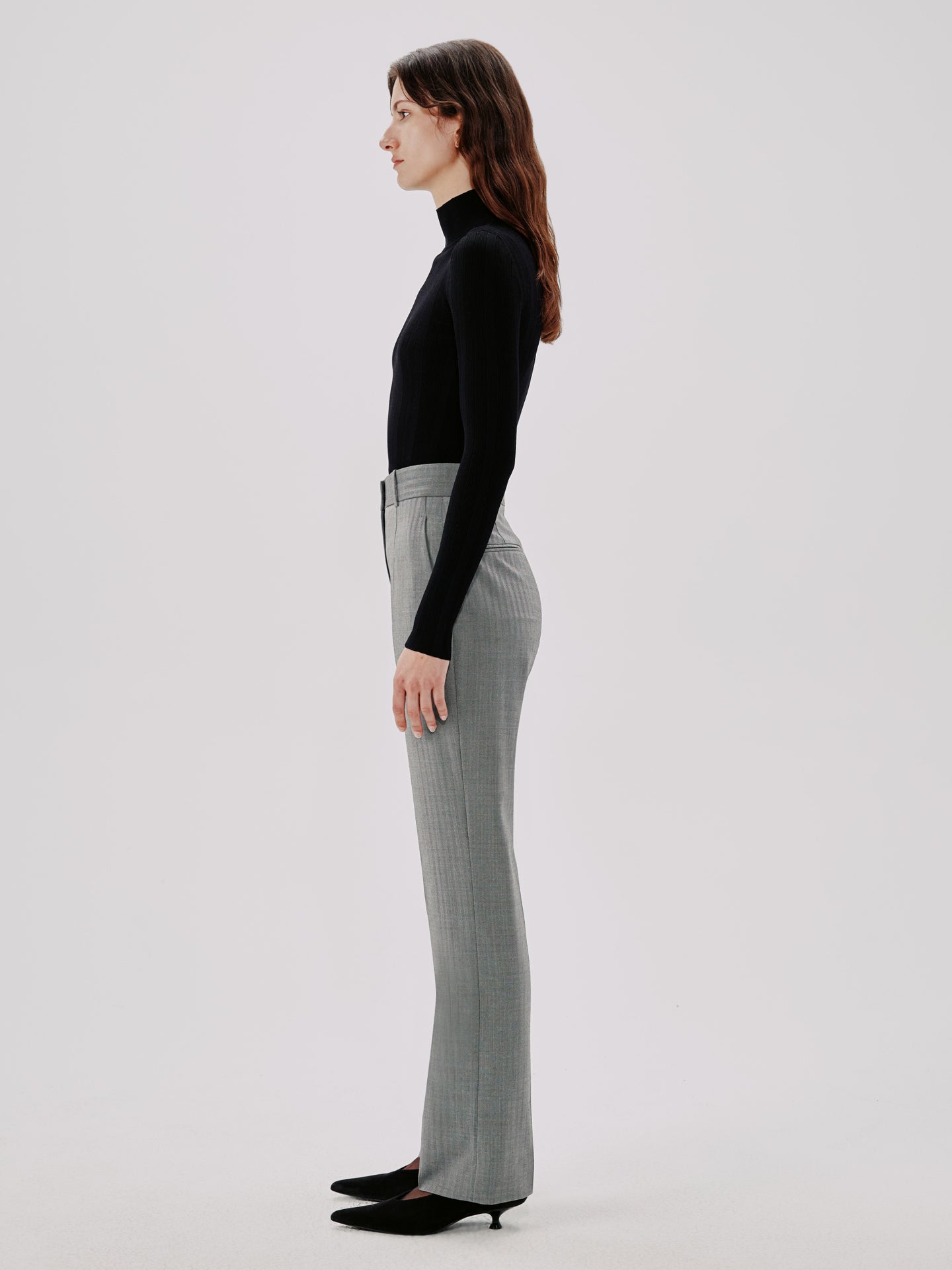 Another Tomorrow Straight Leg Trouser in Black – Wool Women's Trousers