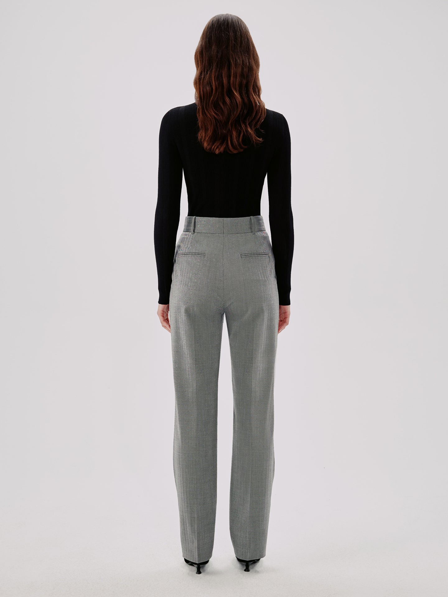 Another Tomorrow Straight Leg Trouser in Black – Wool Women's Trousers