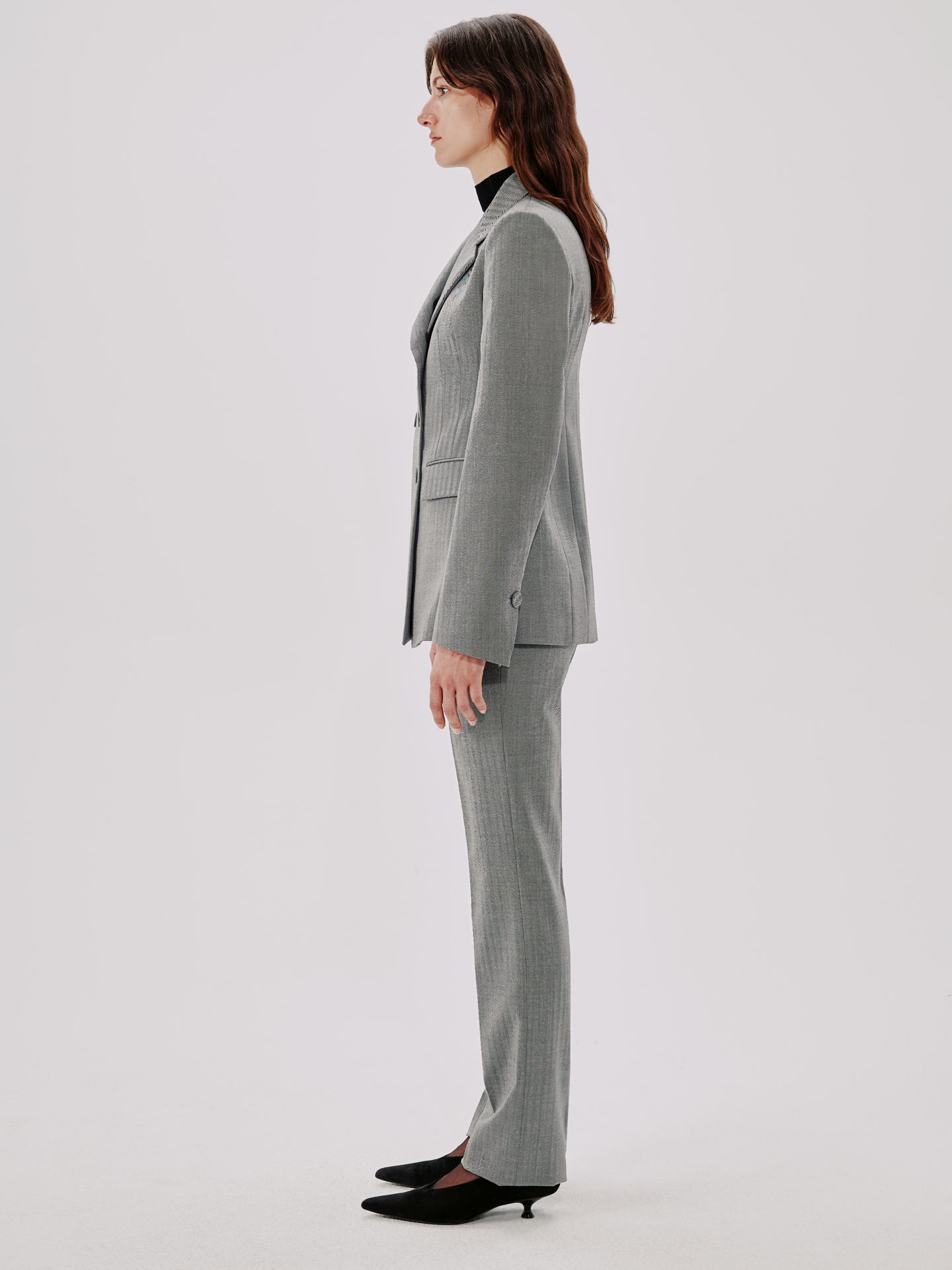 Another Tomorrow Double Breasted Structured Jacket in Black/White – Wool Women's Jacket