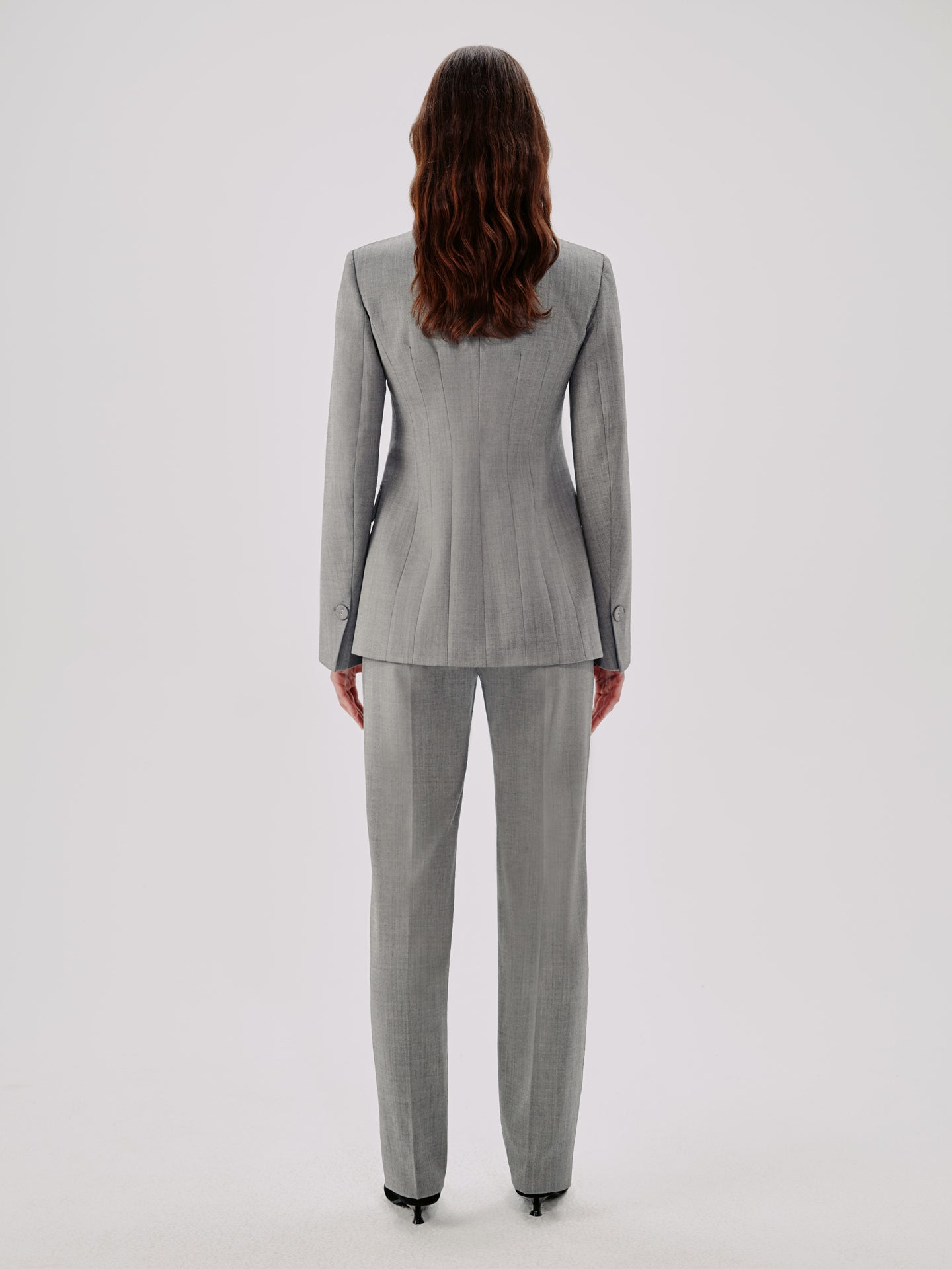 Another Tomorrow Double Breasted Structured Jacket in Black/White – Wool Women's Jacket